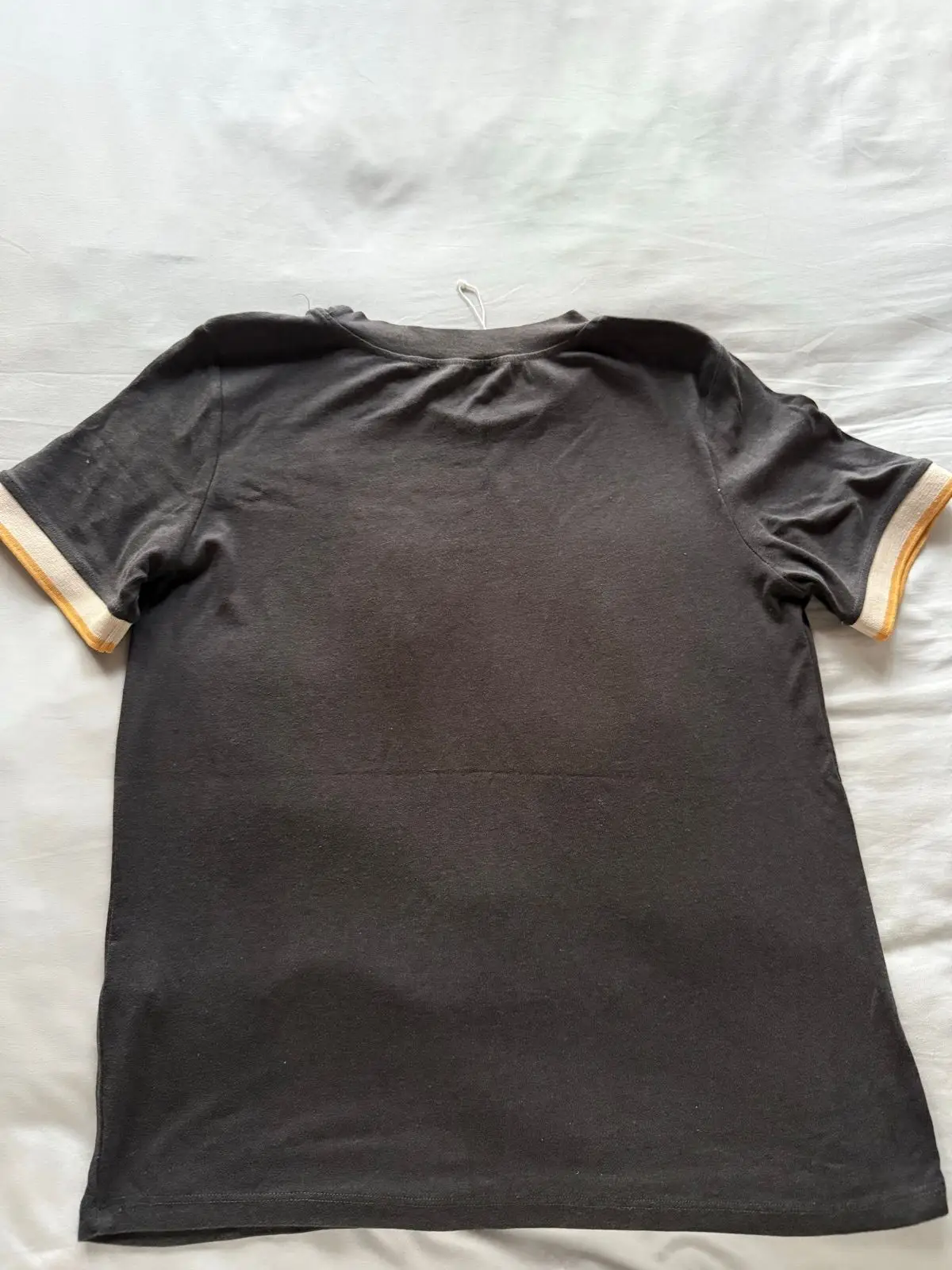 Zara Black T-Shirt with Striped Cuffs Size L