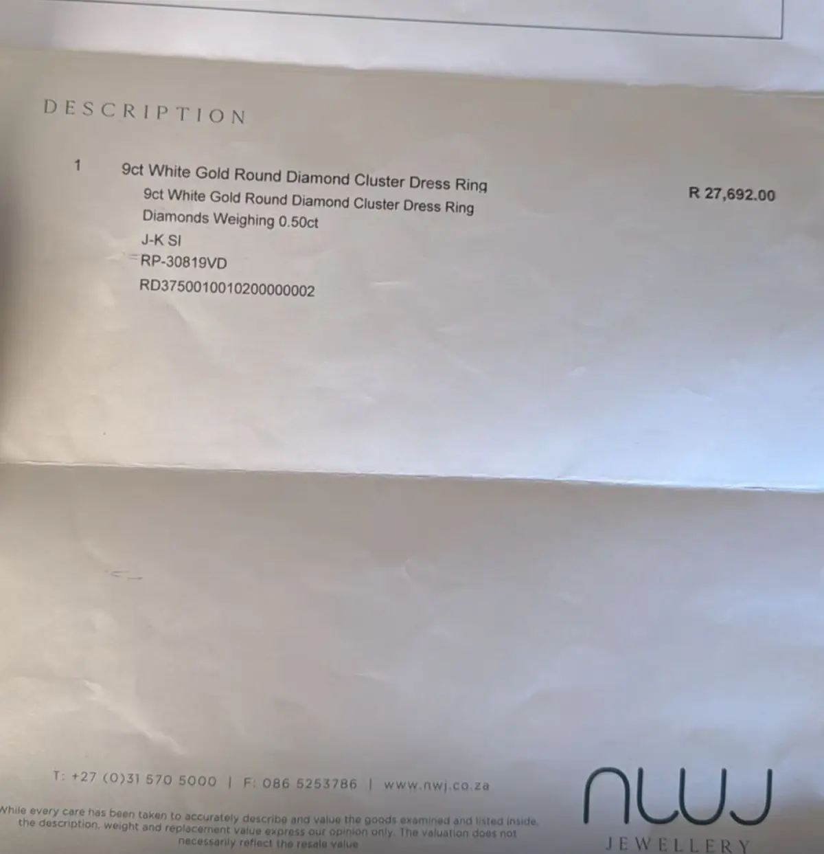 NWJ Diamond Cluster Ring White Gold