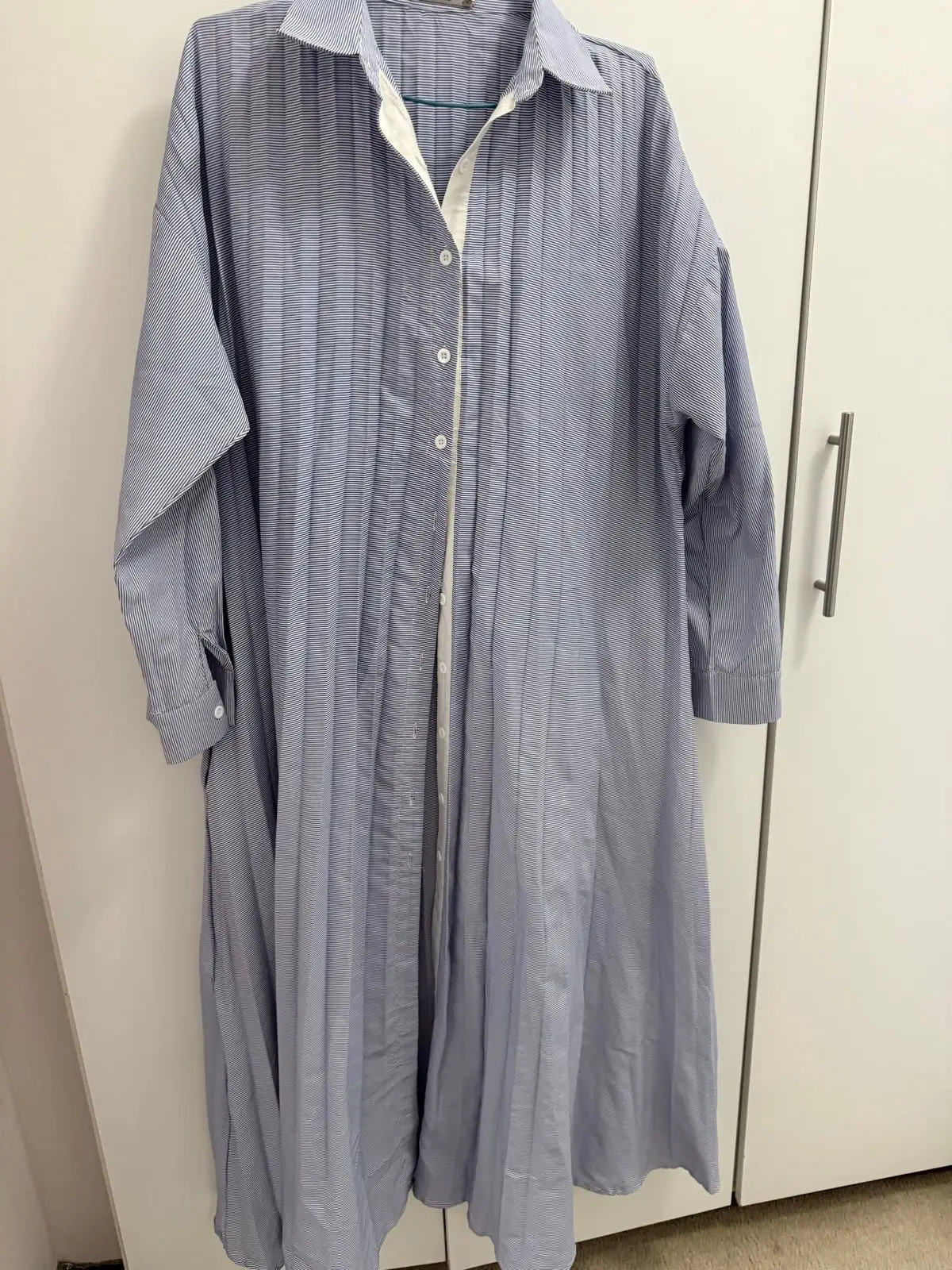 Blue and White Striped Button-Up Shirt Dress 2XL