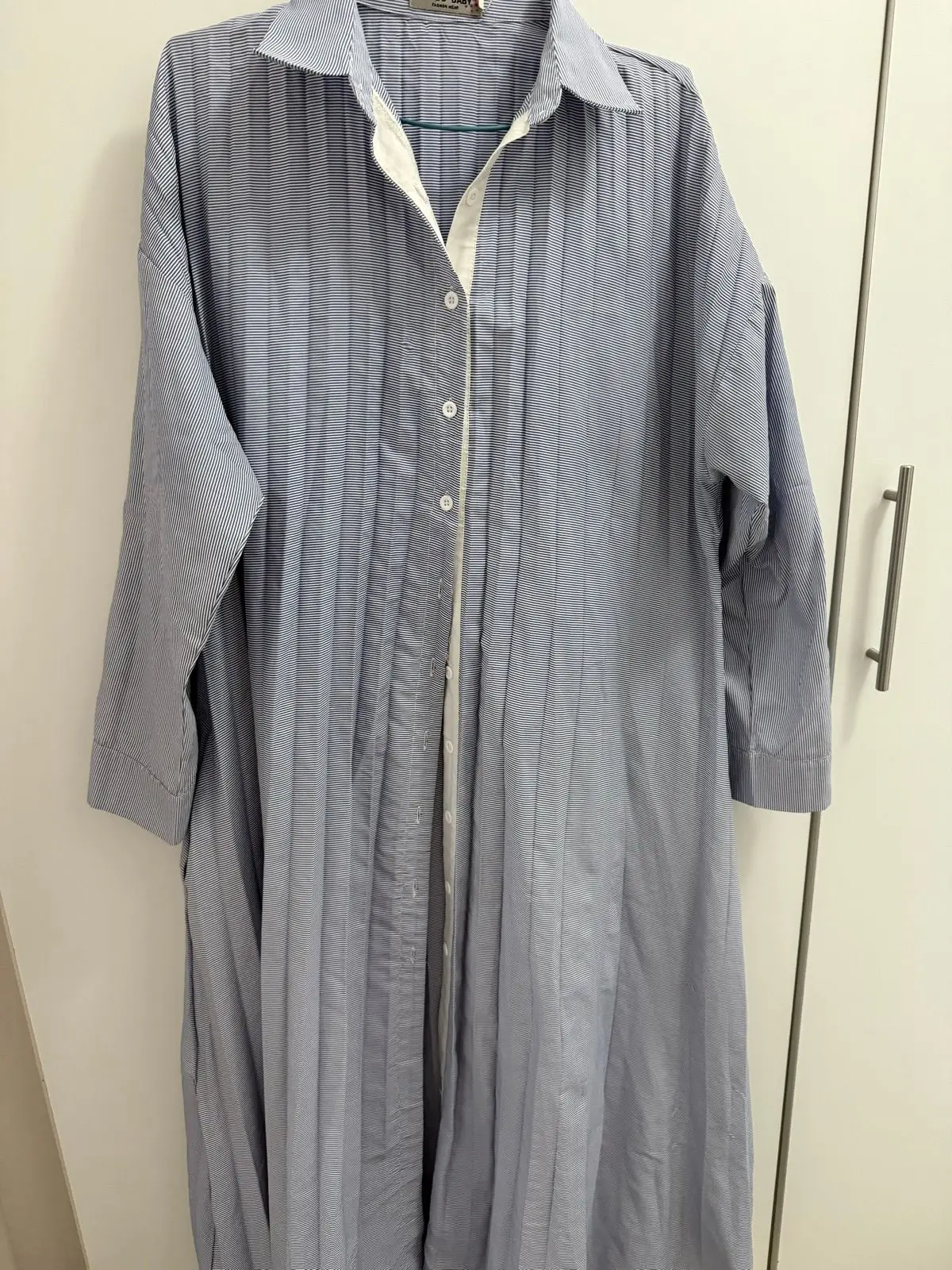 Blue and White Striped Button-Up Shirt Dress 2XL