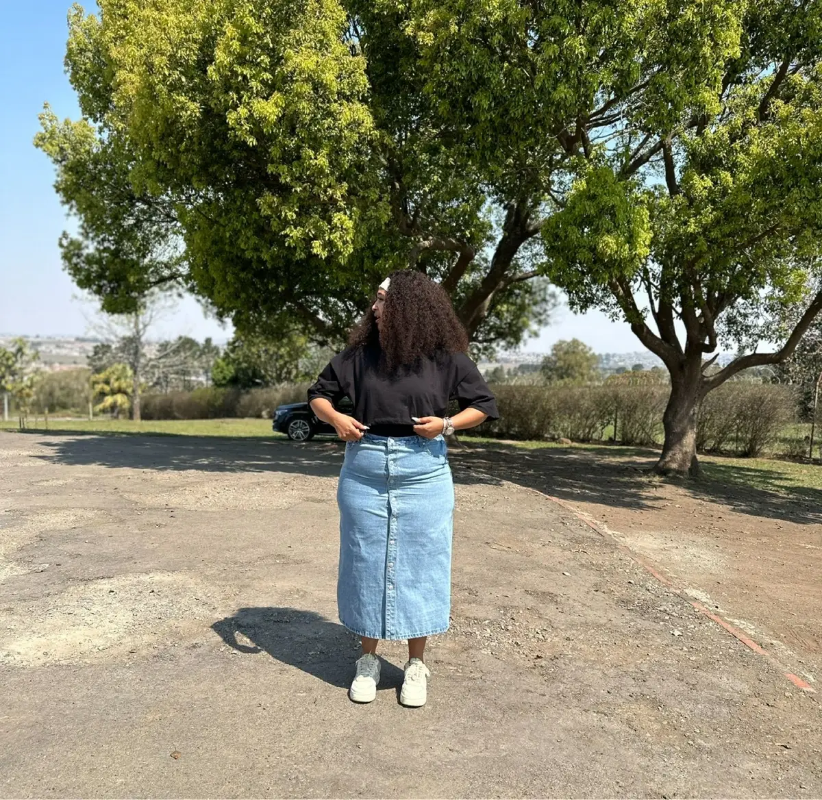 Truworths Light Wash Denim Midi Skirt Size 16