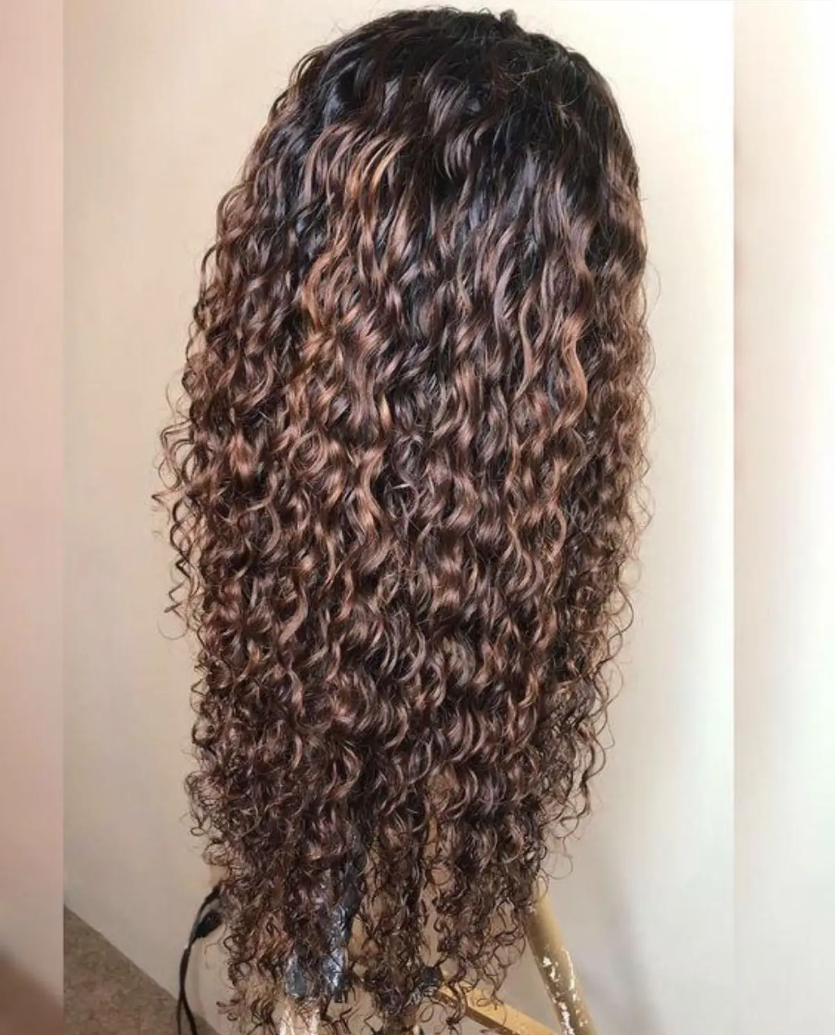 Long Curly Wavy Wig 26 Inch Dark Brown Caramel