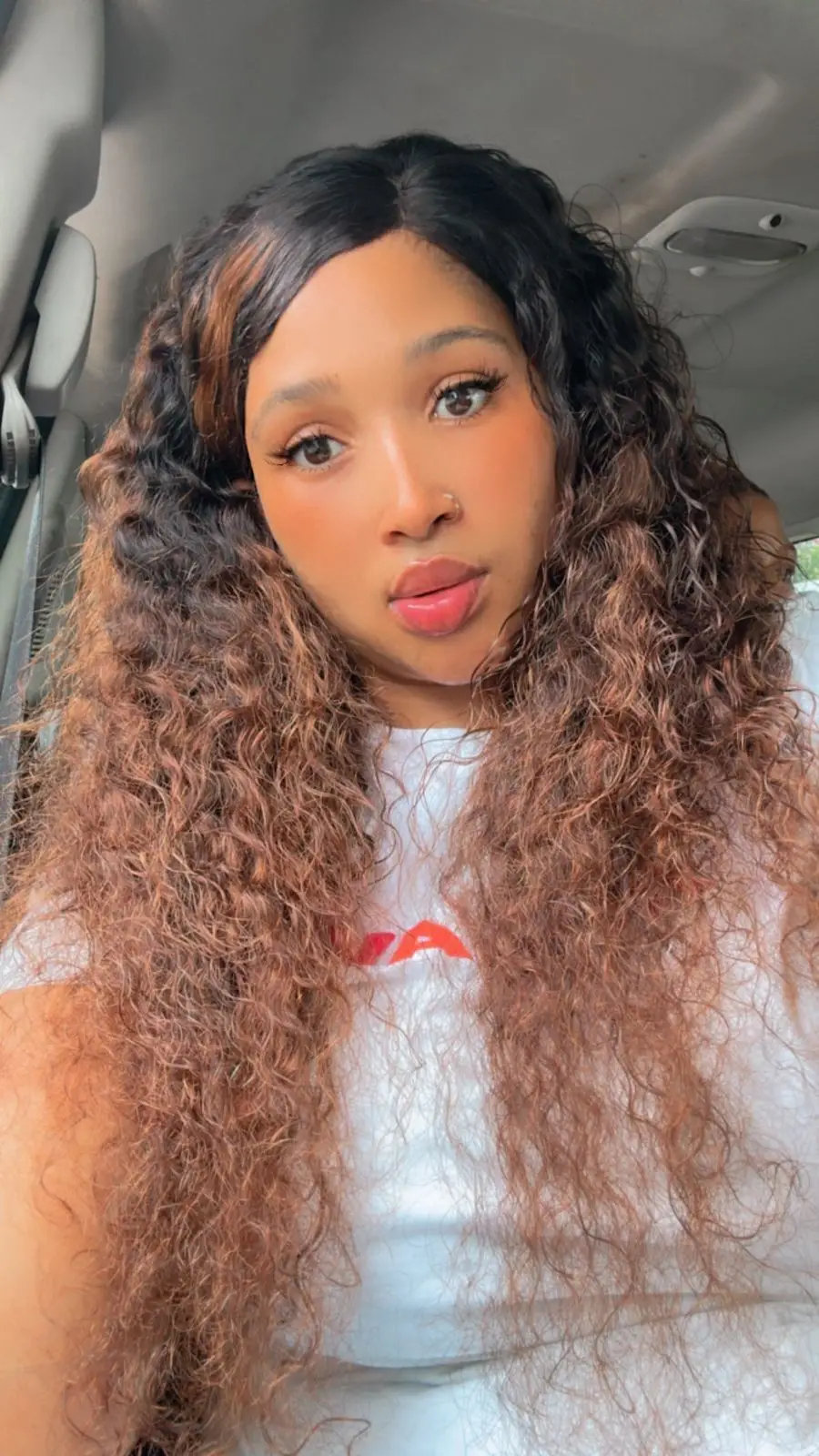 Long Curly Wavy Wig 26 Inch Dark Brown Caramel