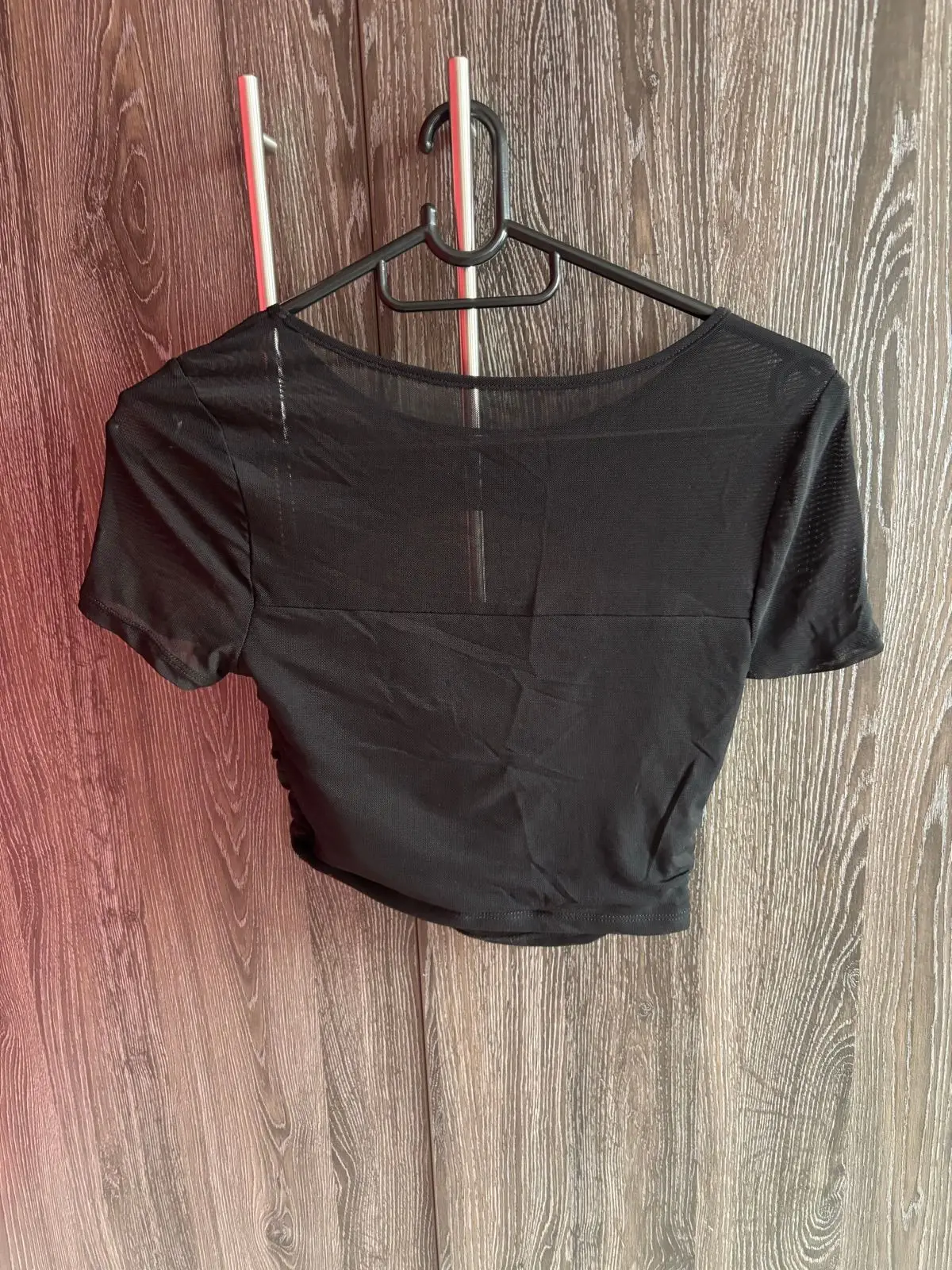 Black Ruched Cutout Crop Top XS