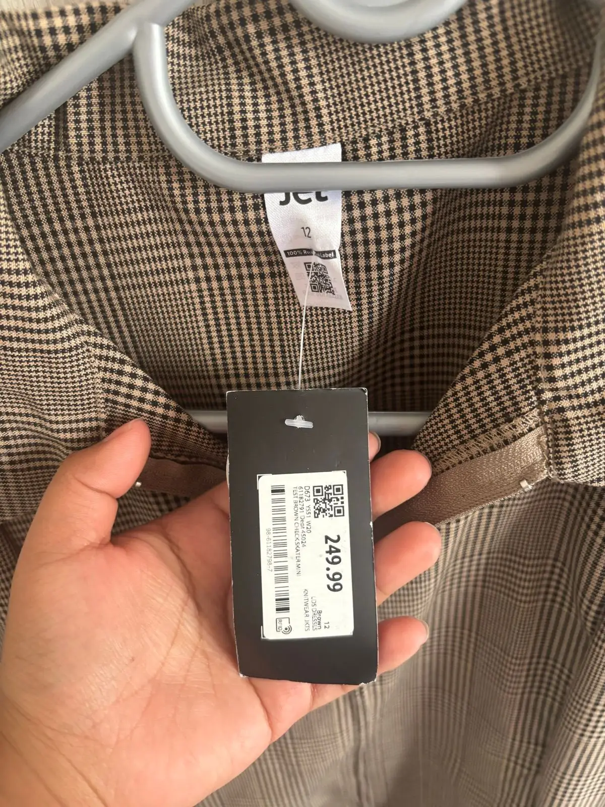 Jet Brown Plaid Collared Dress Size 12