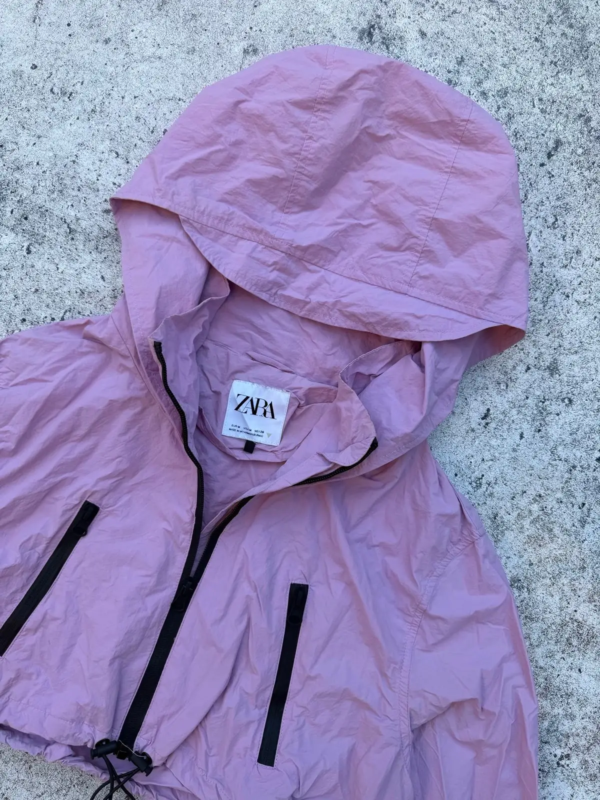 Zara Pink Cropped Windbreaker Jacket