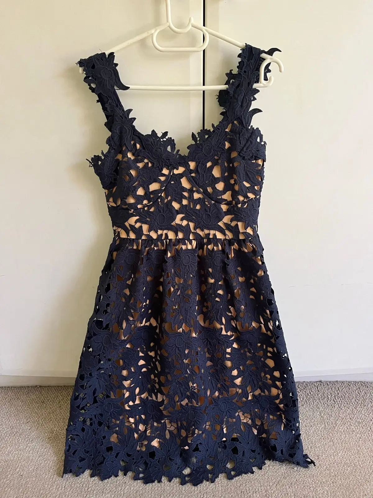 Vero Moda Navy Lace Floral Cutout Dress Size 34
