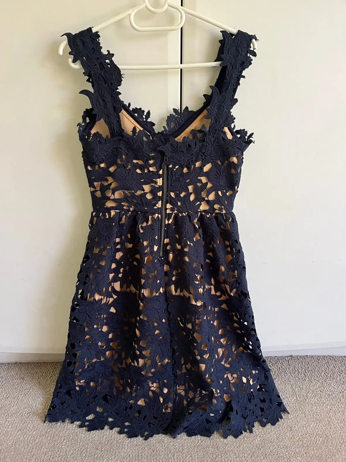 Navy Lace Floral Cutout Dress Size 34
