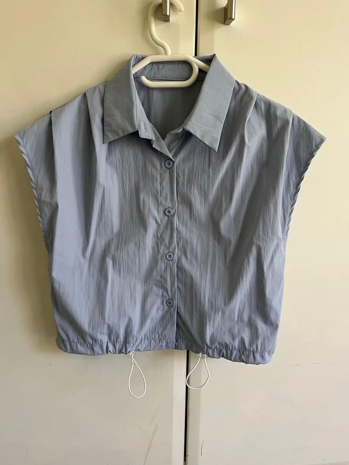 Shein Grey Sleeveless Button-Up Shirt Size M