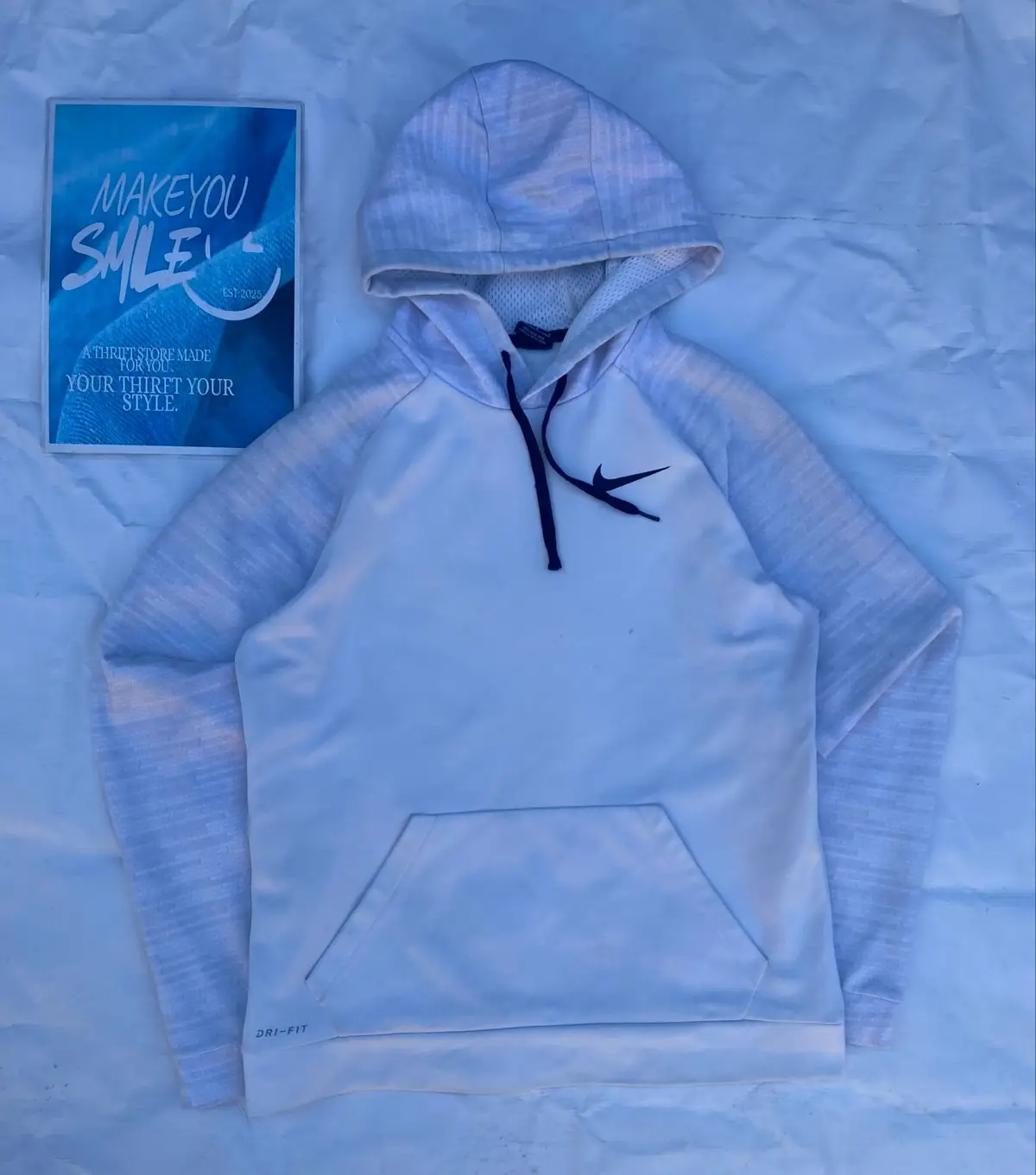 Nike Dri-Fit White Hoodie Size M
