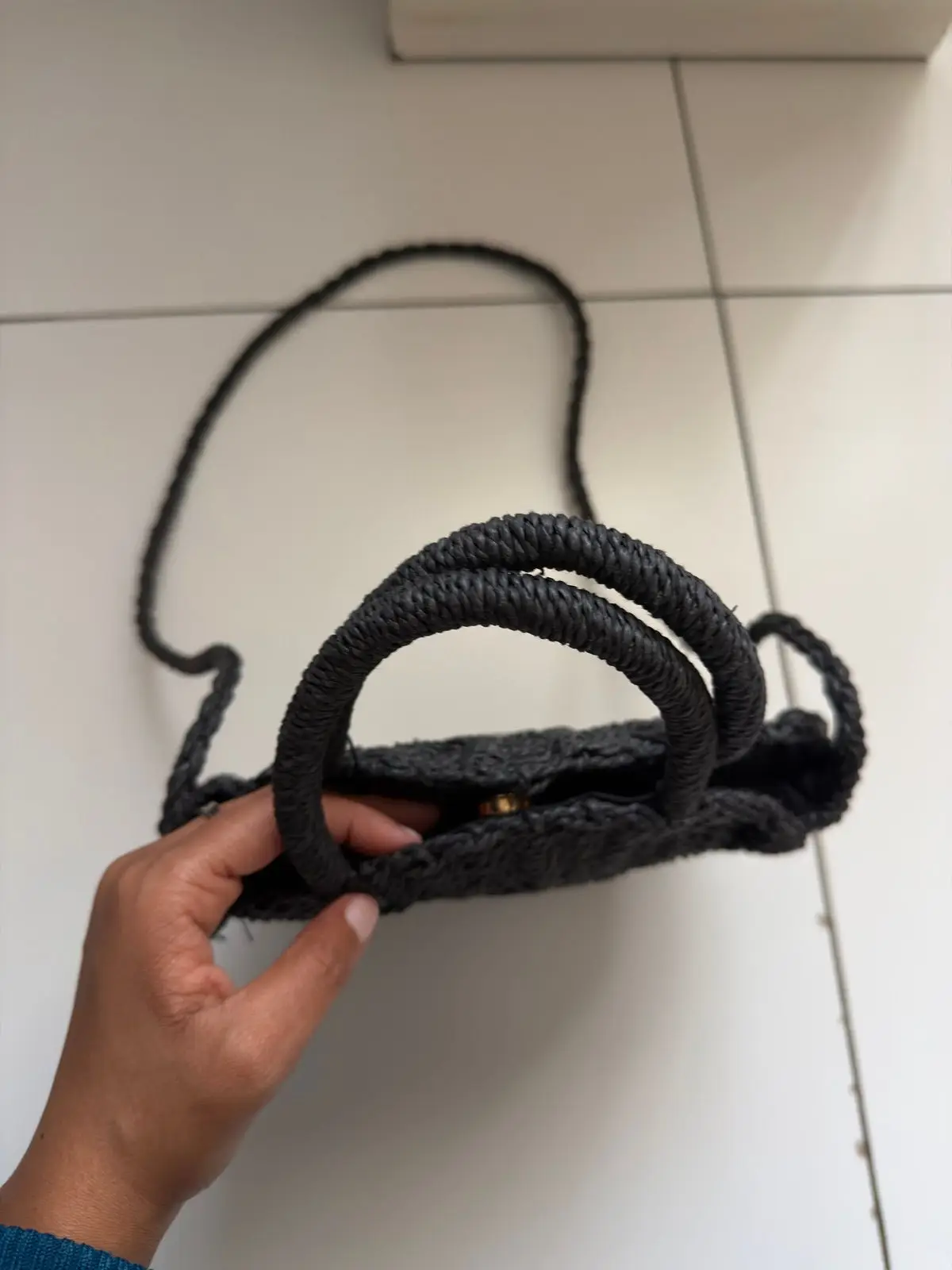Cotton On Black Woven Crossbody Bag Size S