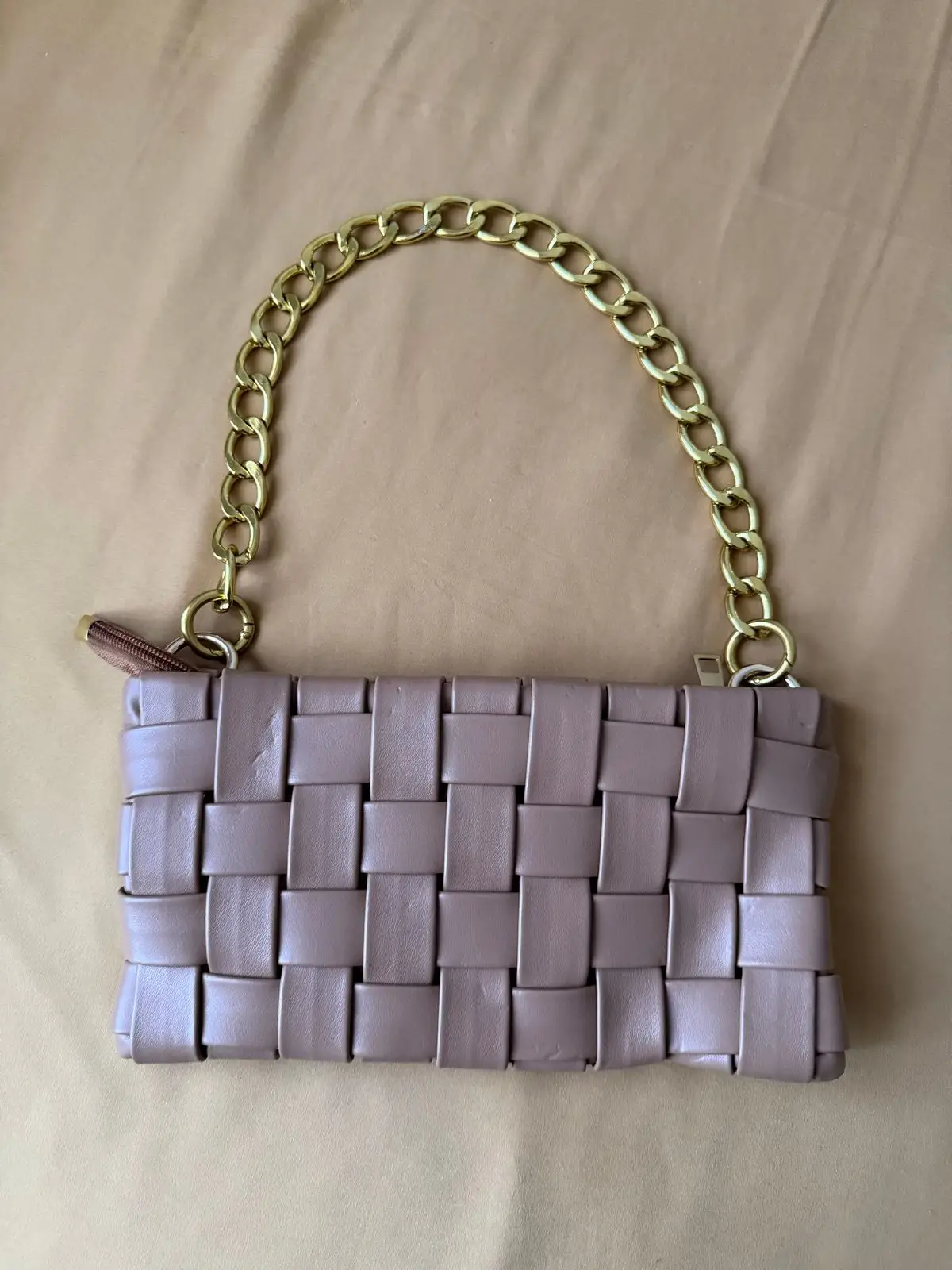 Shein Lavender Woven Leather Shoulder Bag with Chain Handle