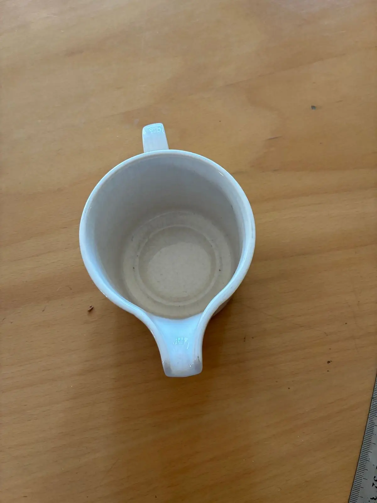 Vintage White Ceramic Measuring Cup with Red Lines