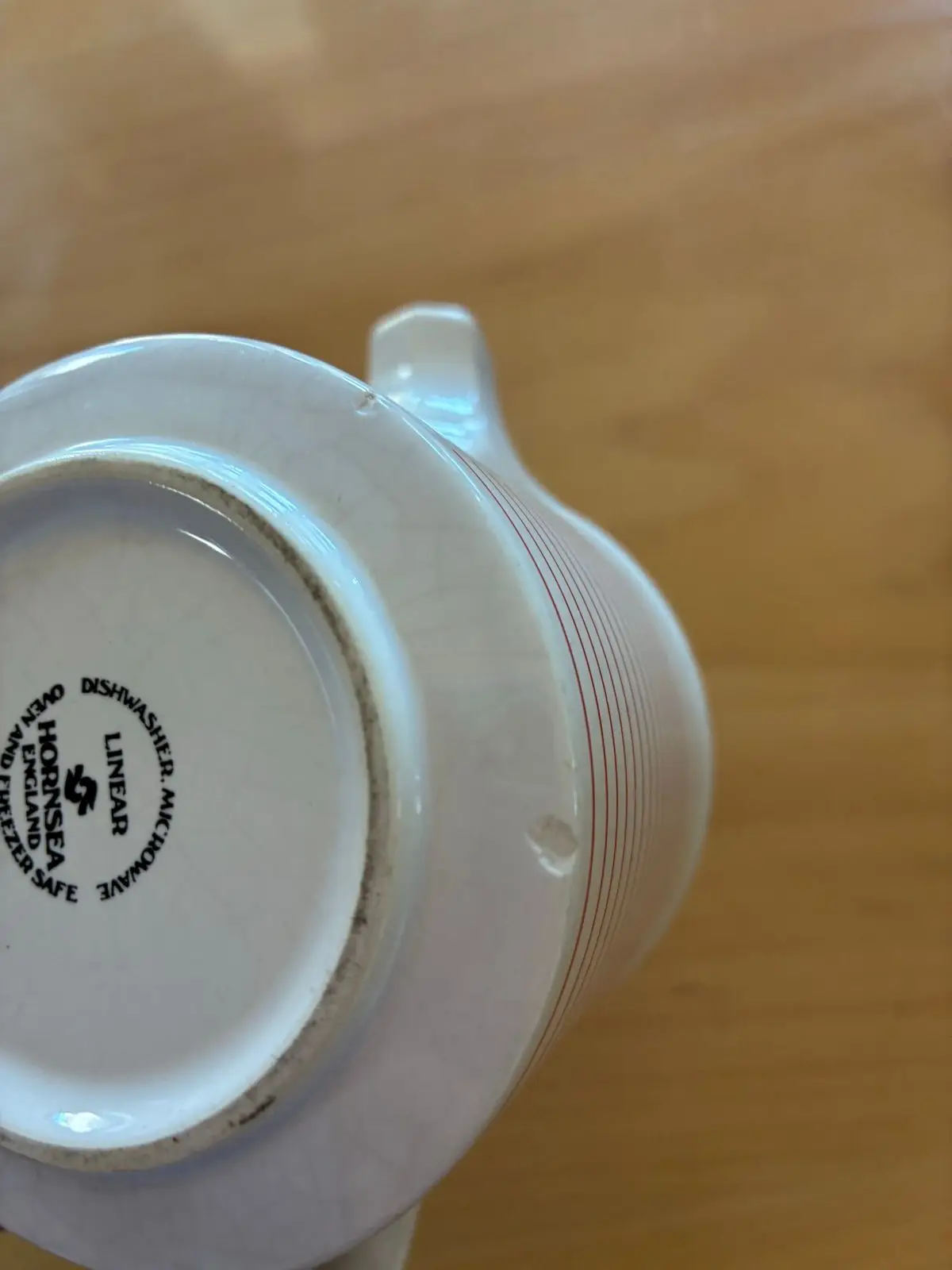 Vintage White Ceramic Measuring Cup with Red Lines