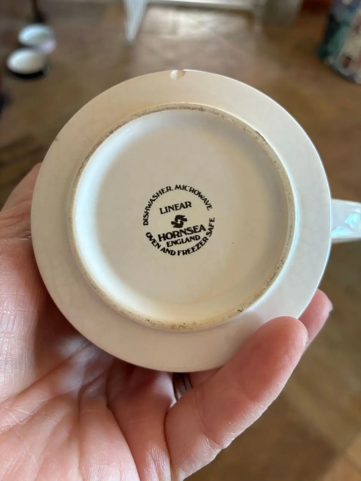 Vintage White Ceramic Measuring Cup with Red Lines