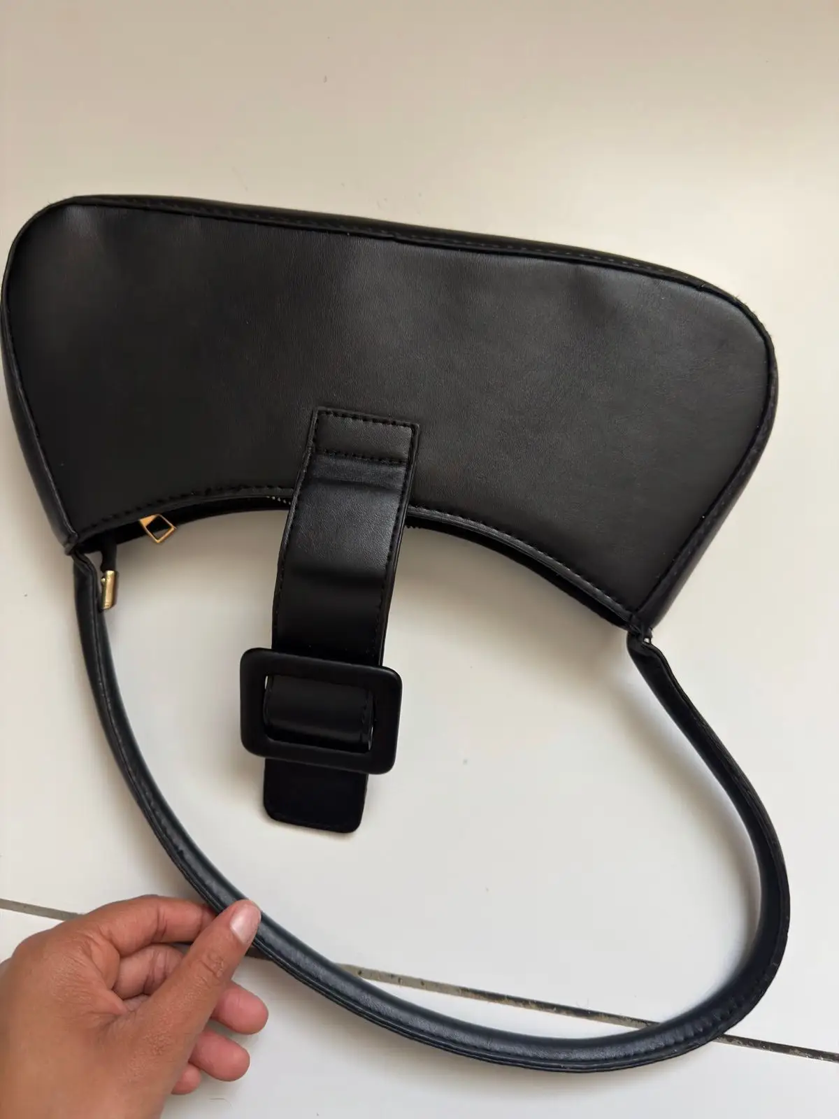 Black Shoulder Bag with Buckle Closure