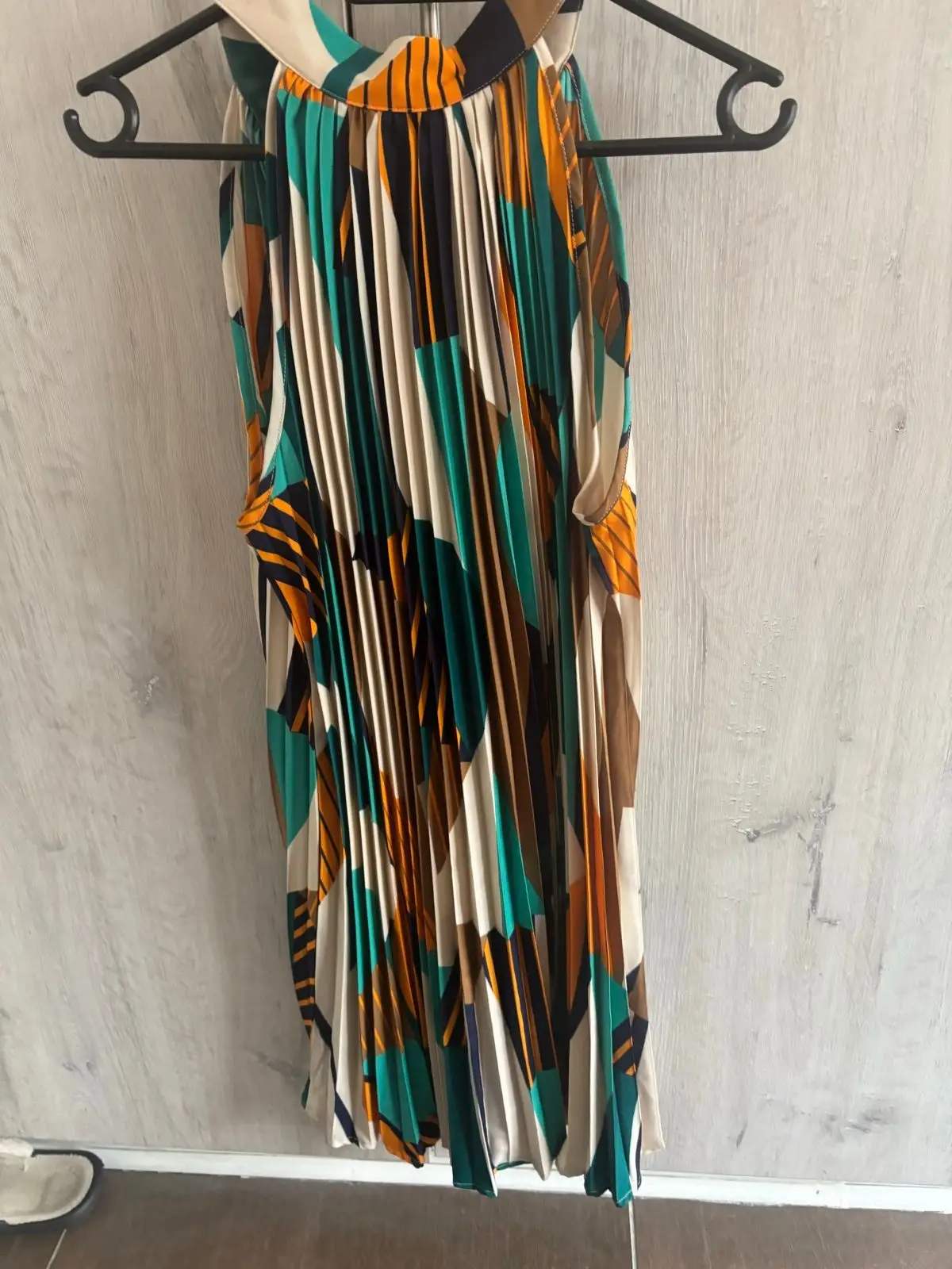 Shein Pleated Dress Geometric Color-Block M