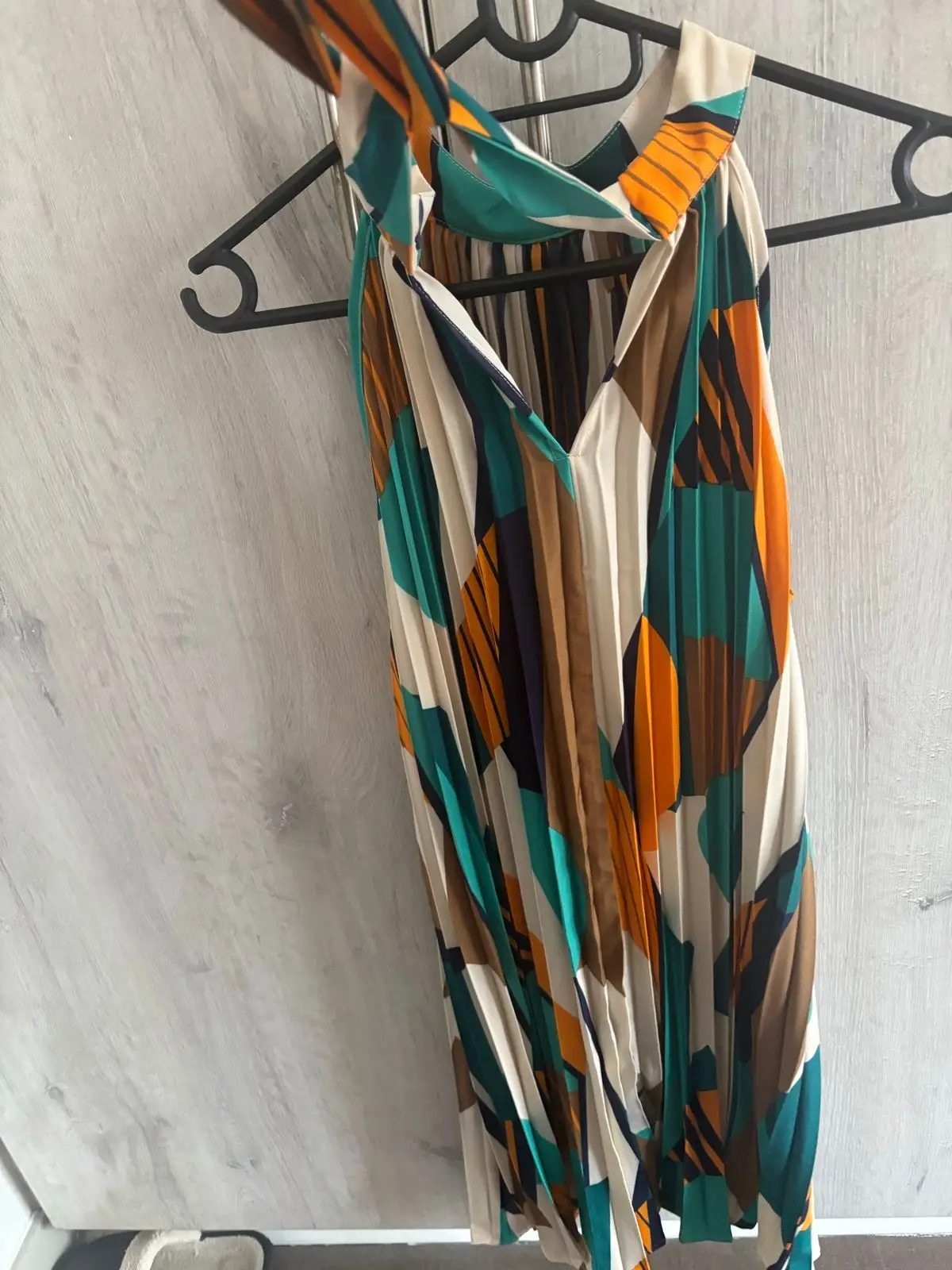 Shein Pleated Dress Geometric Color-Block M