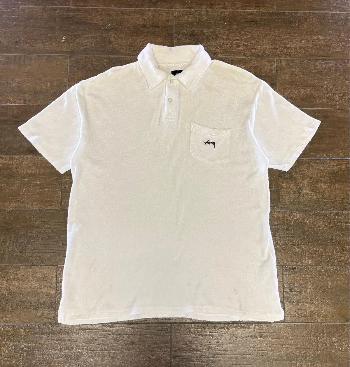Stüssy White Polo Shirt Size M