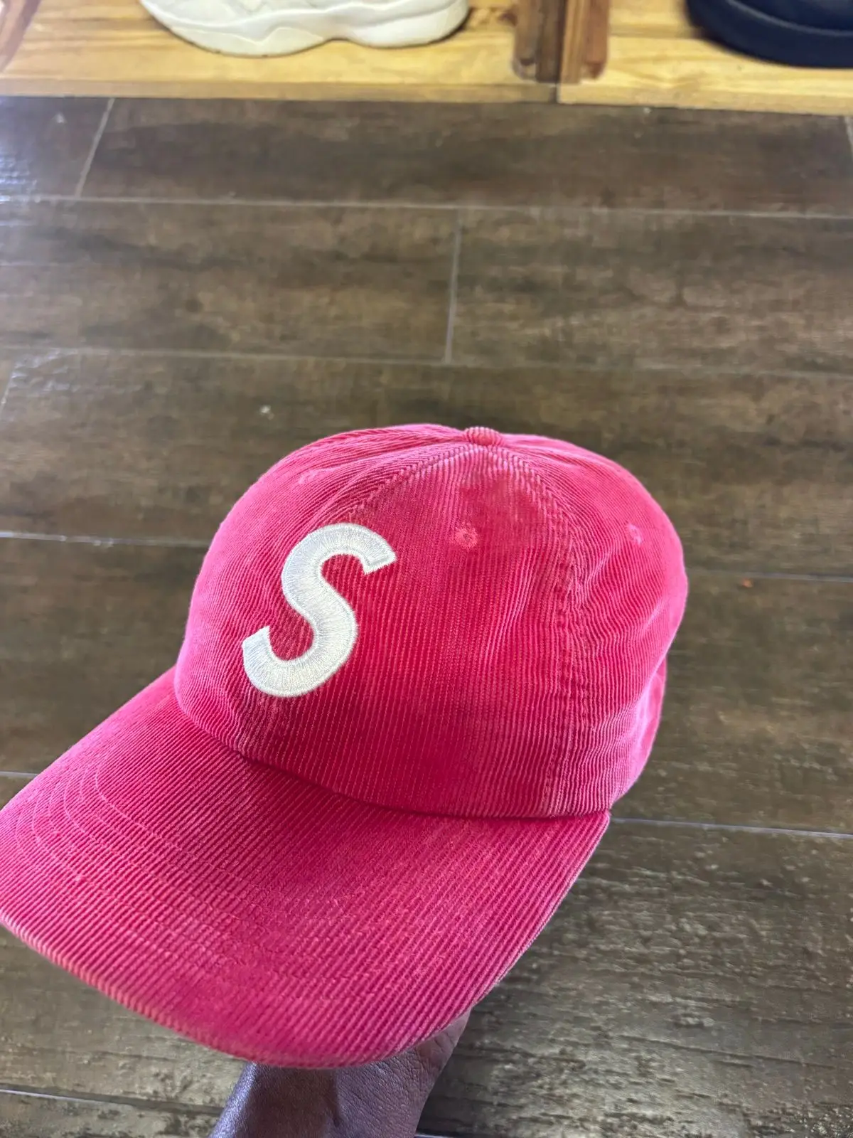 Pink Corduroy Cap with S Logo