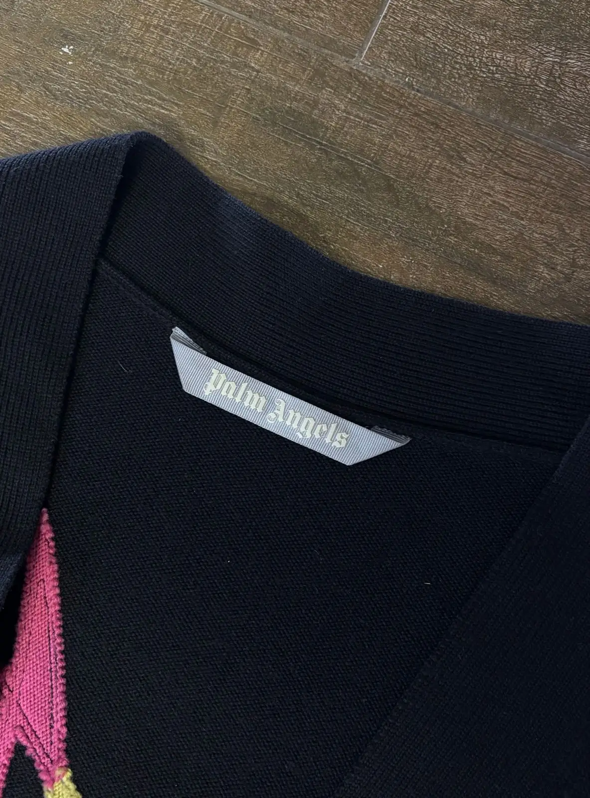 Palm Angels Black Cardigan Striped Cuffs