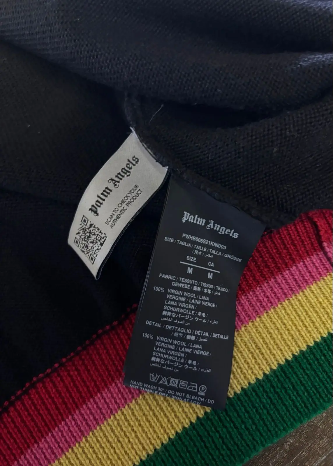 Palm Angels Black Cardigan Striped Cuffs