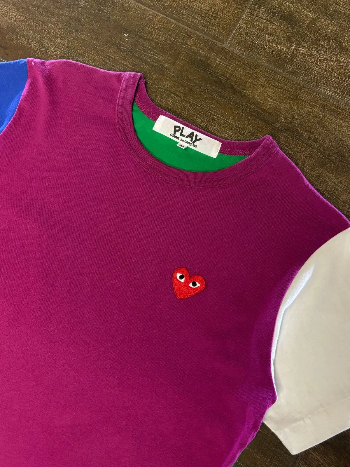 COMME des GARÇONS PLAY Magenta Colorblock T-Shirt