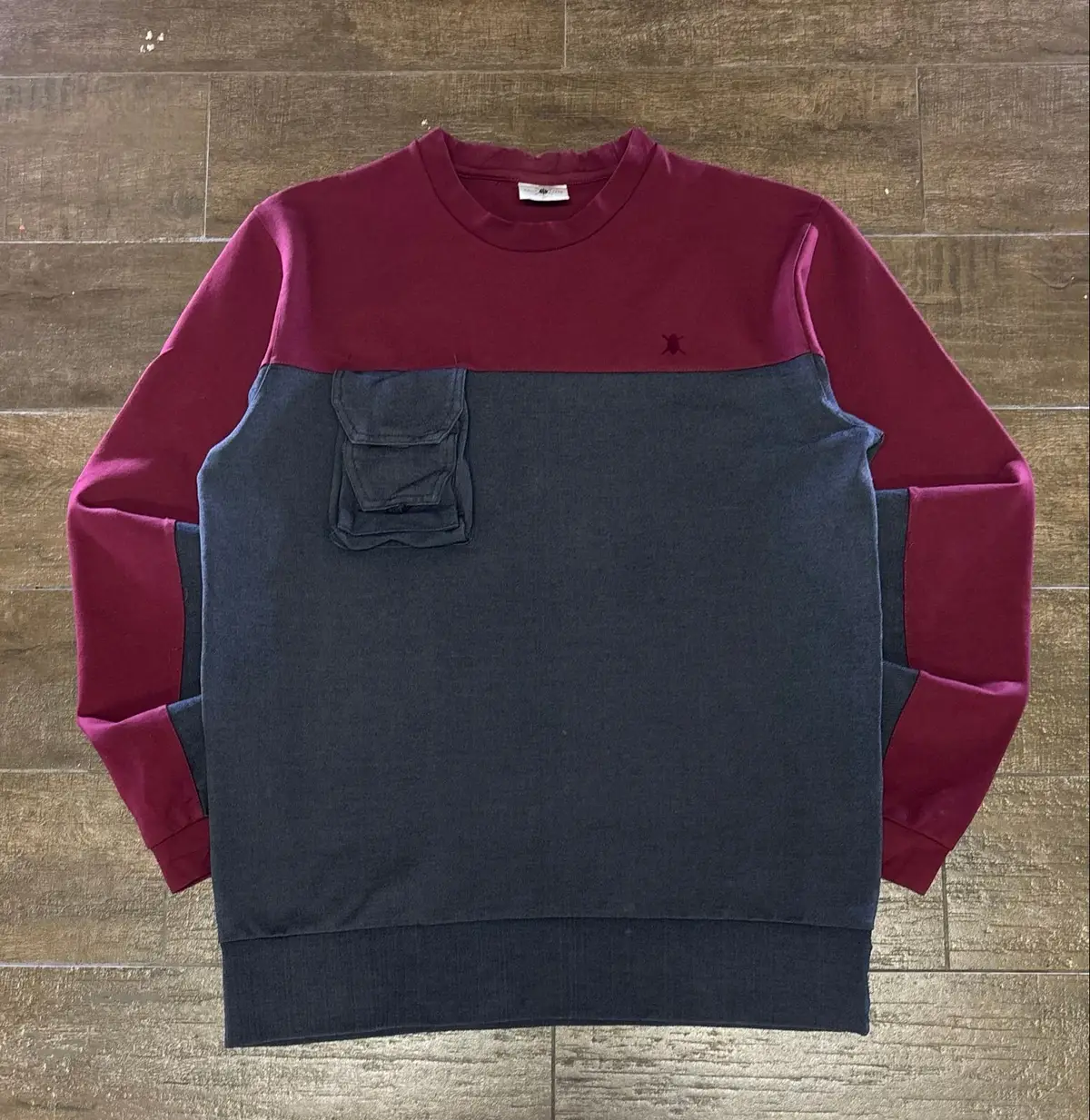 Burgundy & Charcoal Colour-Block Crewneck Sweatshirt M