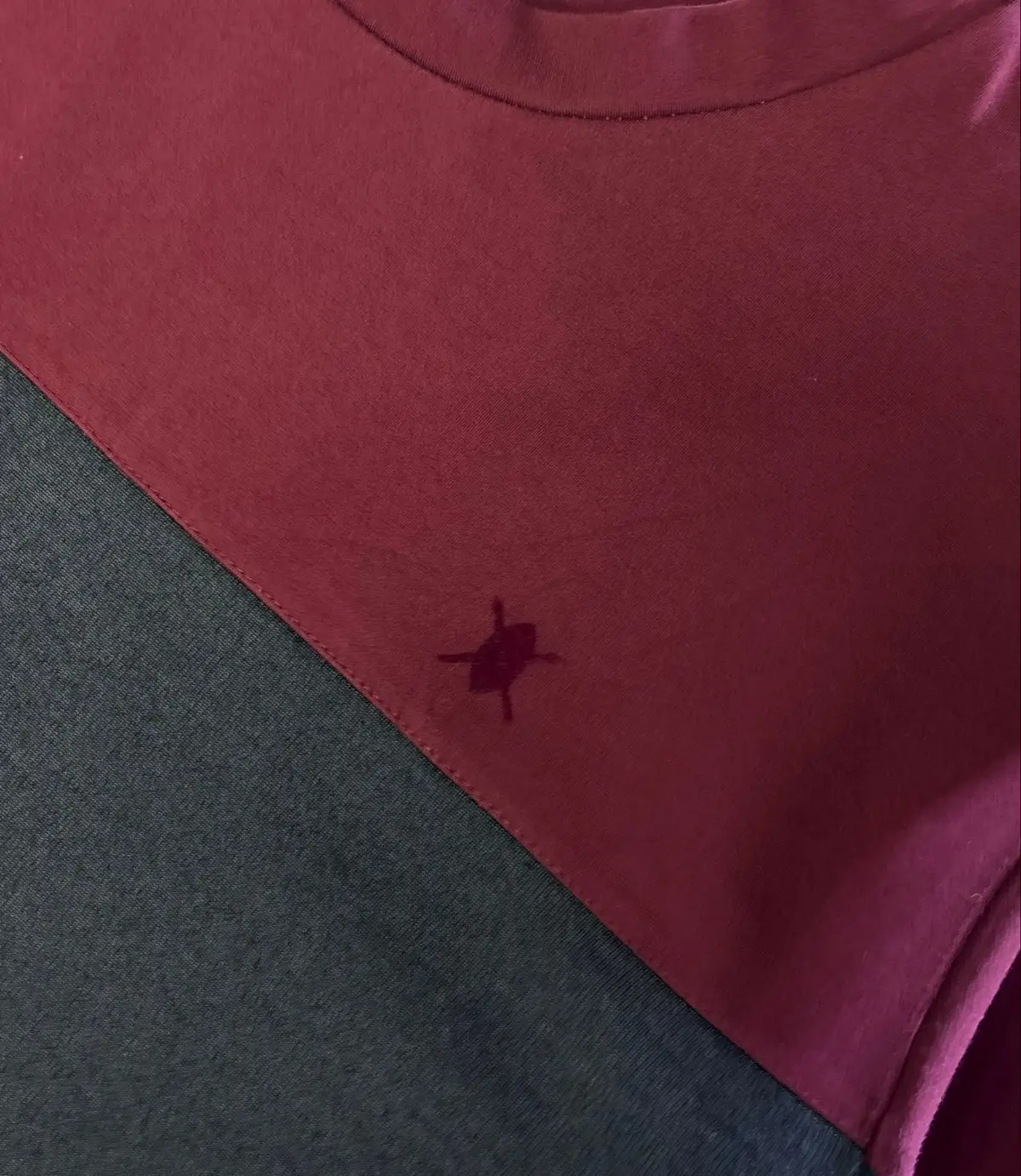 Burgundy & Charcoal Colour-Block Crewneck Sweatshirt M