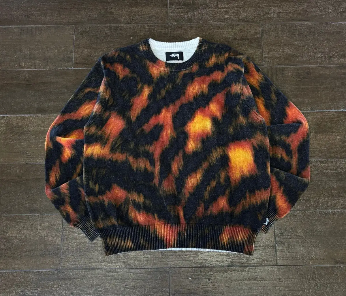 Stüssy Fire Pattern Knit Crewneck Sweater M