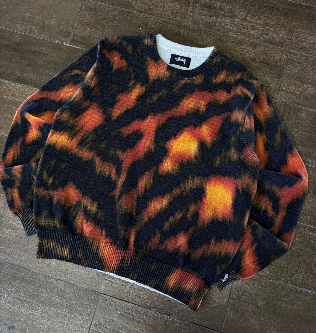 Stüssy Fire Pattern Knit Crewneck Sweater M