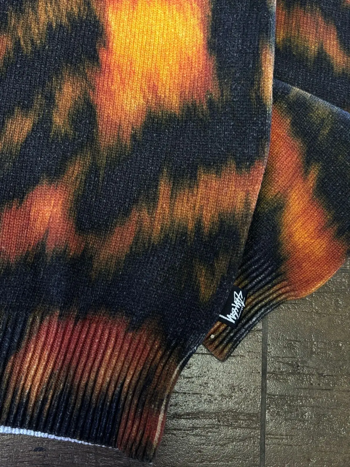 Stüssy Fire Pattern Knit Crewneck Sweater M