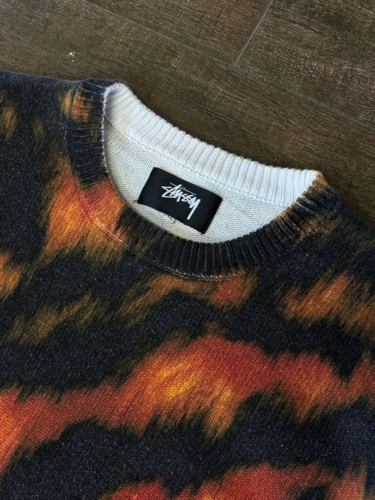 Stüssy Fire Pattern Knit Crewneck Sweater M