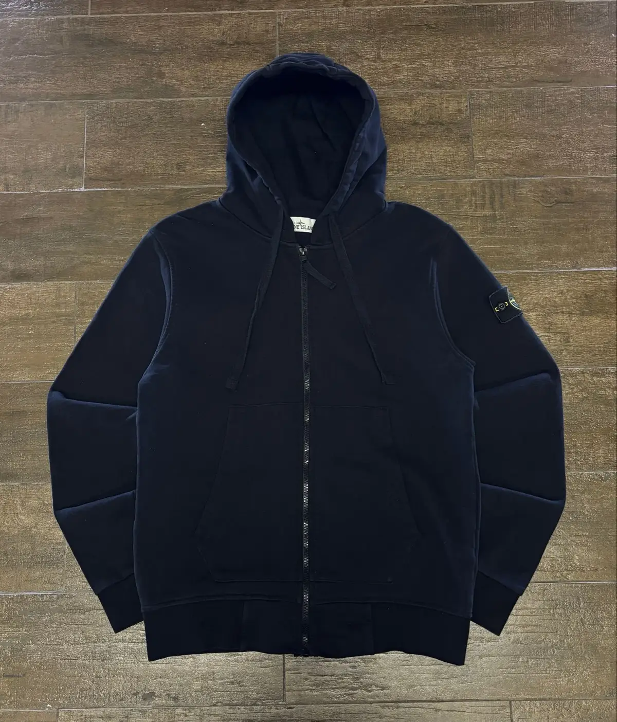 Stone Island Navy Zip Hoodie Size M