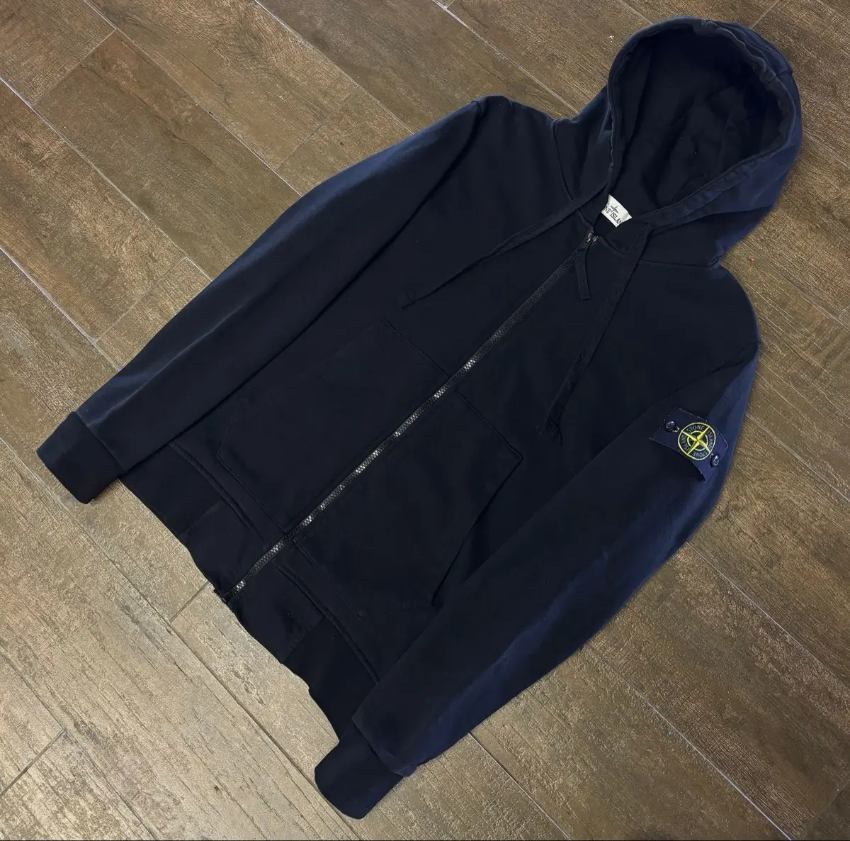 Stone Island Navy Zip Hoodie Size M