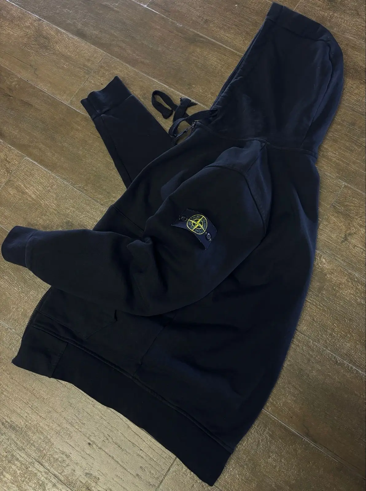 Stone Island Navy Zip Hoodie Size M
