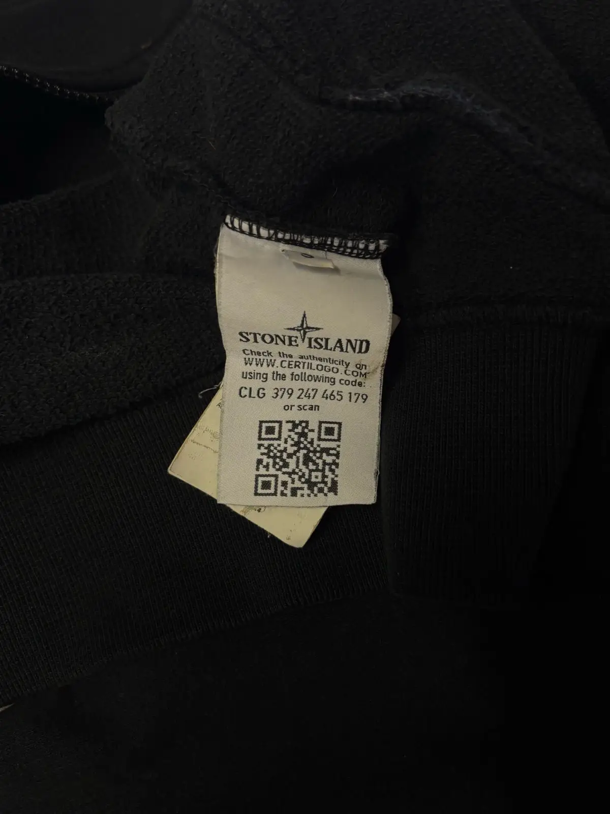 Stone Island Navy Velour Zip Hoodie Size S