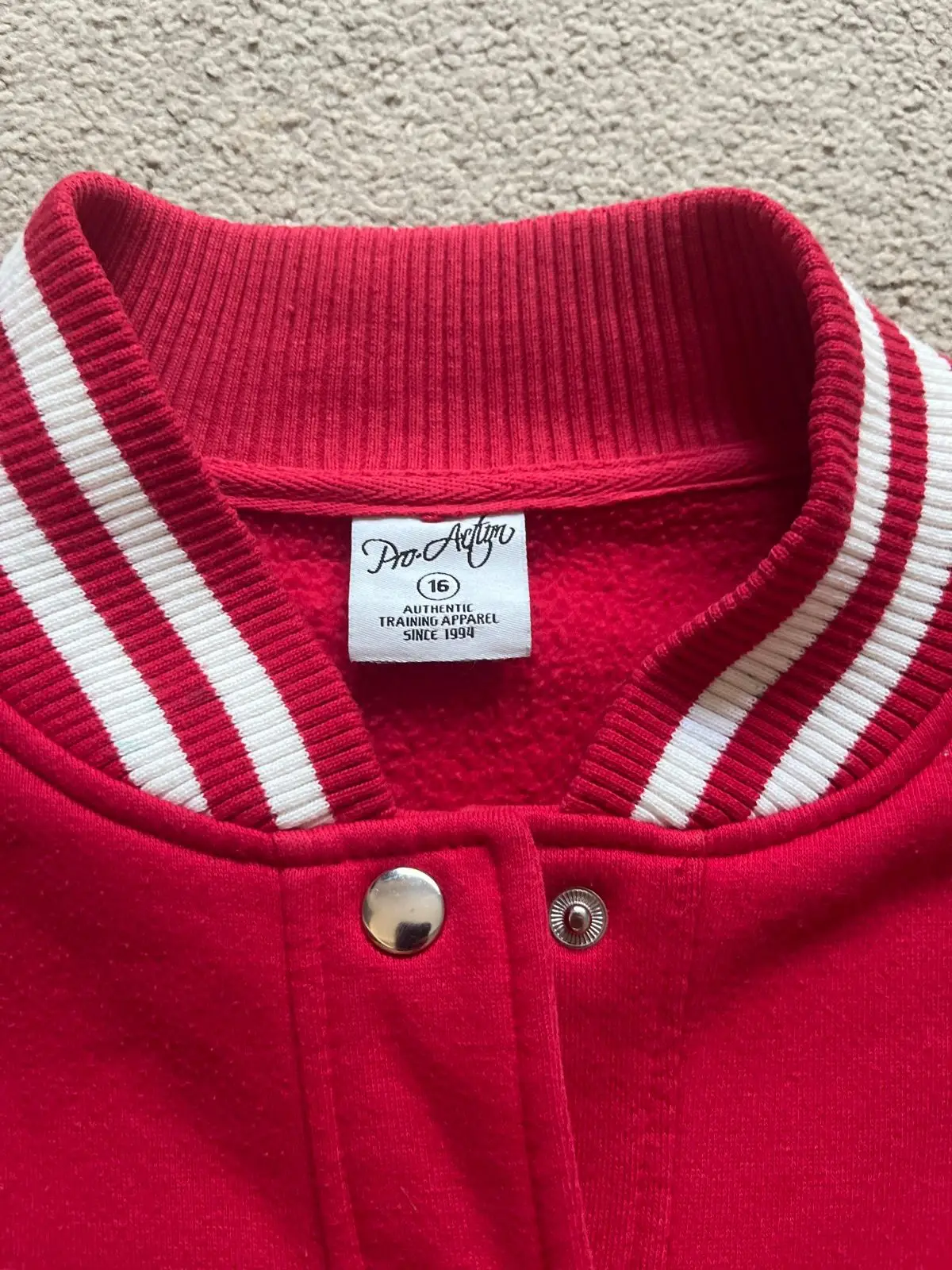 Red and White Varsity Bomber Jacket Size S