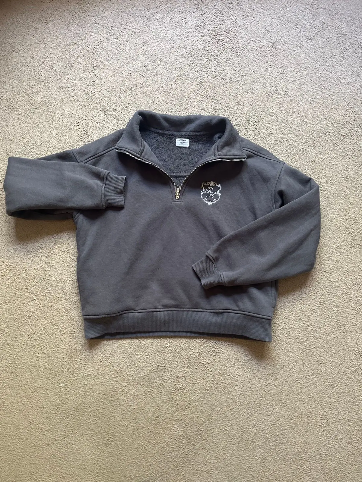 Cotton On Grey Quarter-Zip Pullover XS