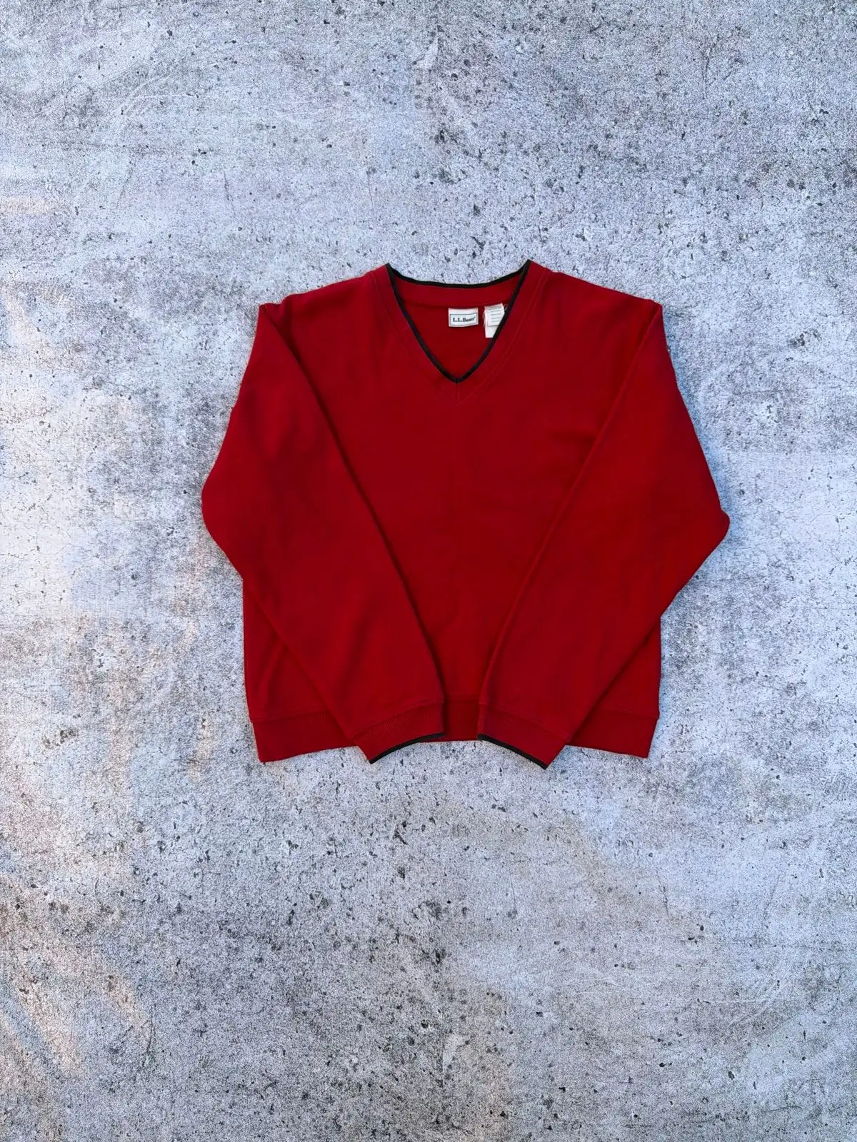 LL Bean Red V-Neck Sweater Size S