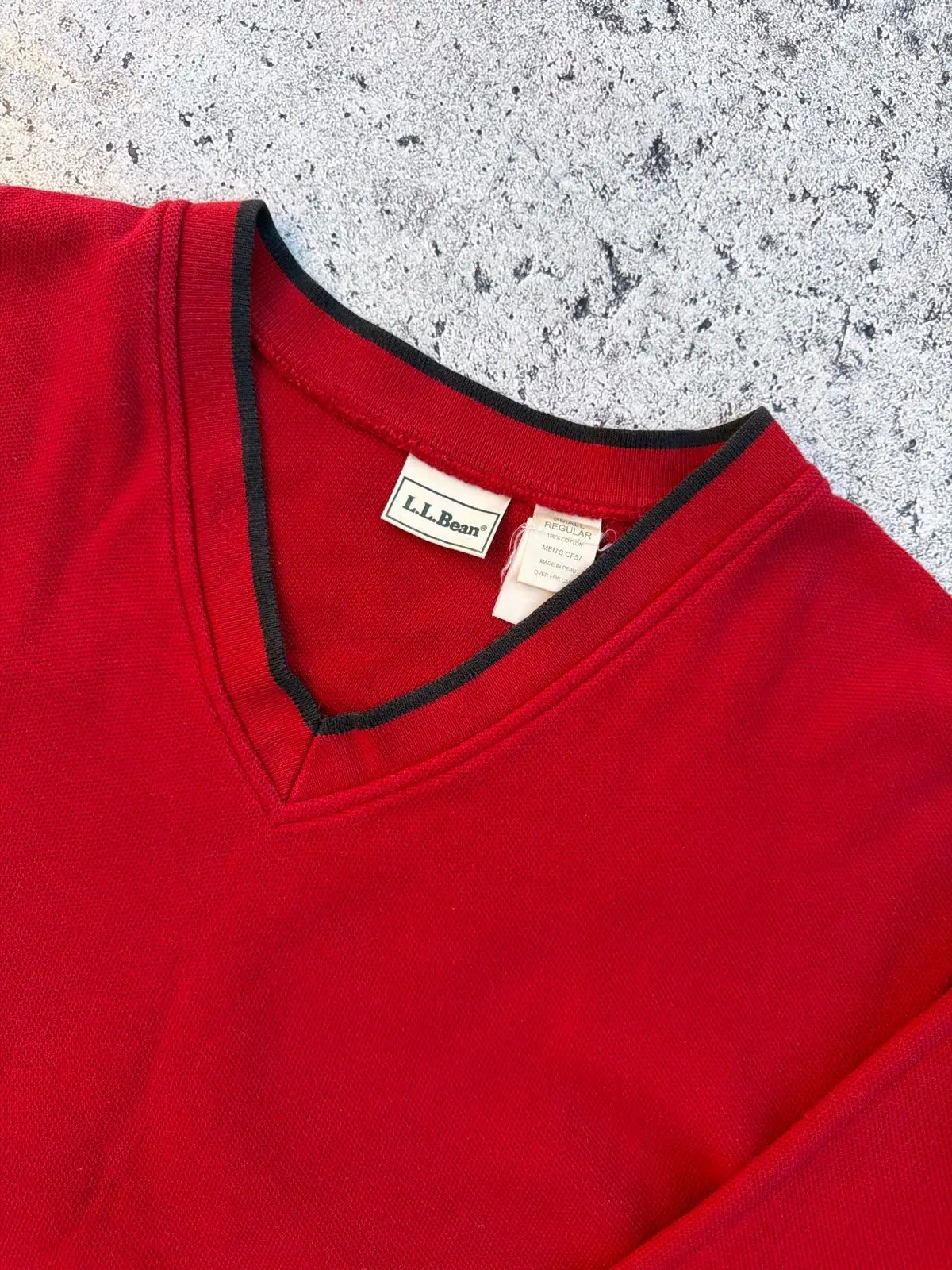 LL Bean Red V-Neck Sweater Size S