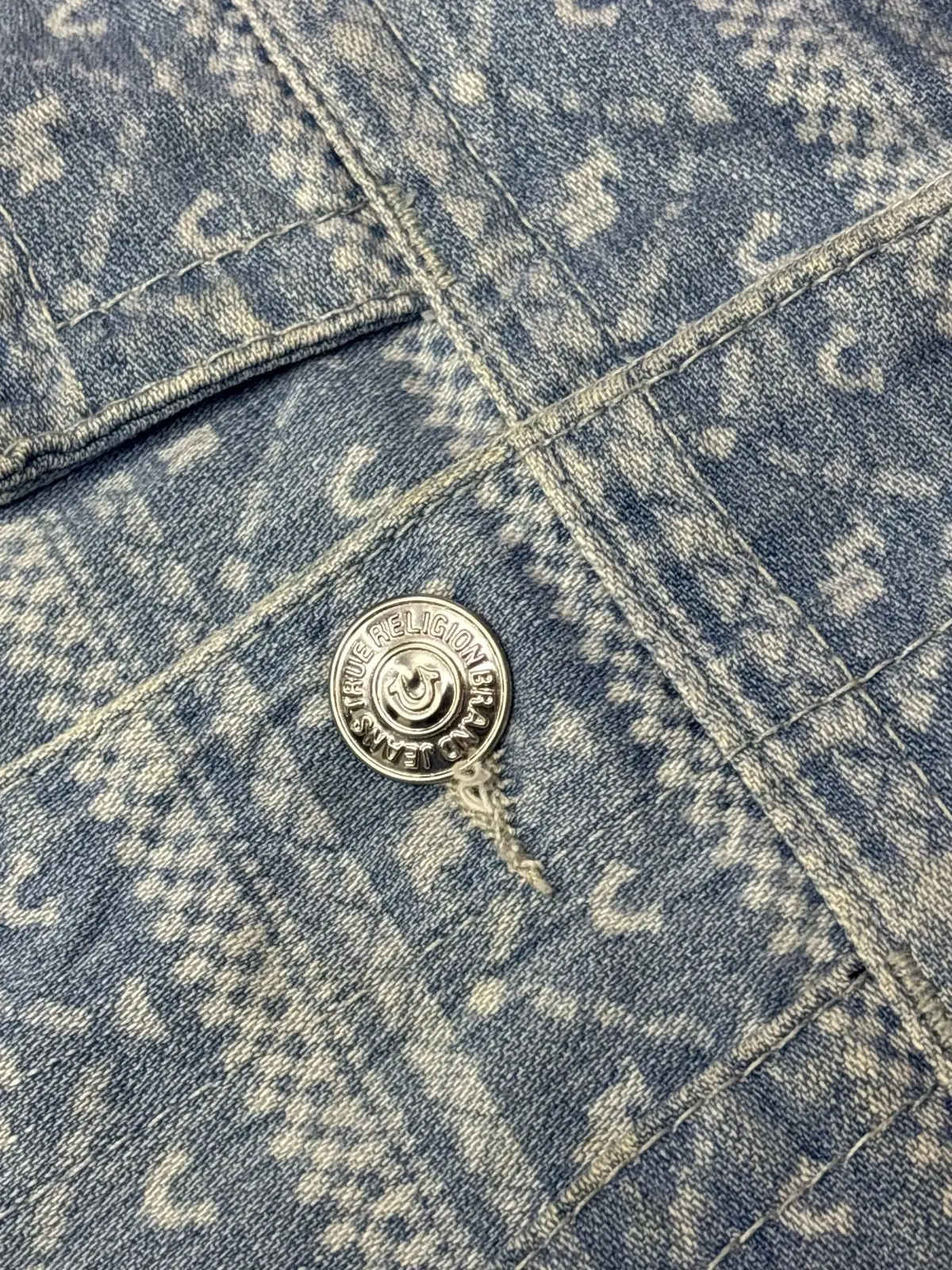 True Religion Denim Jacket XL Geometric Print