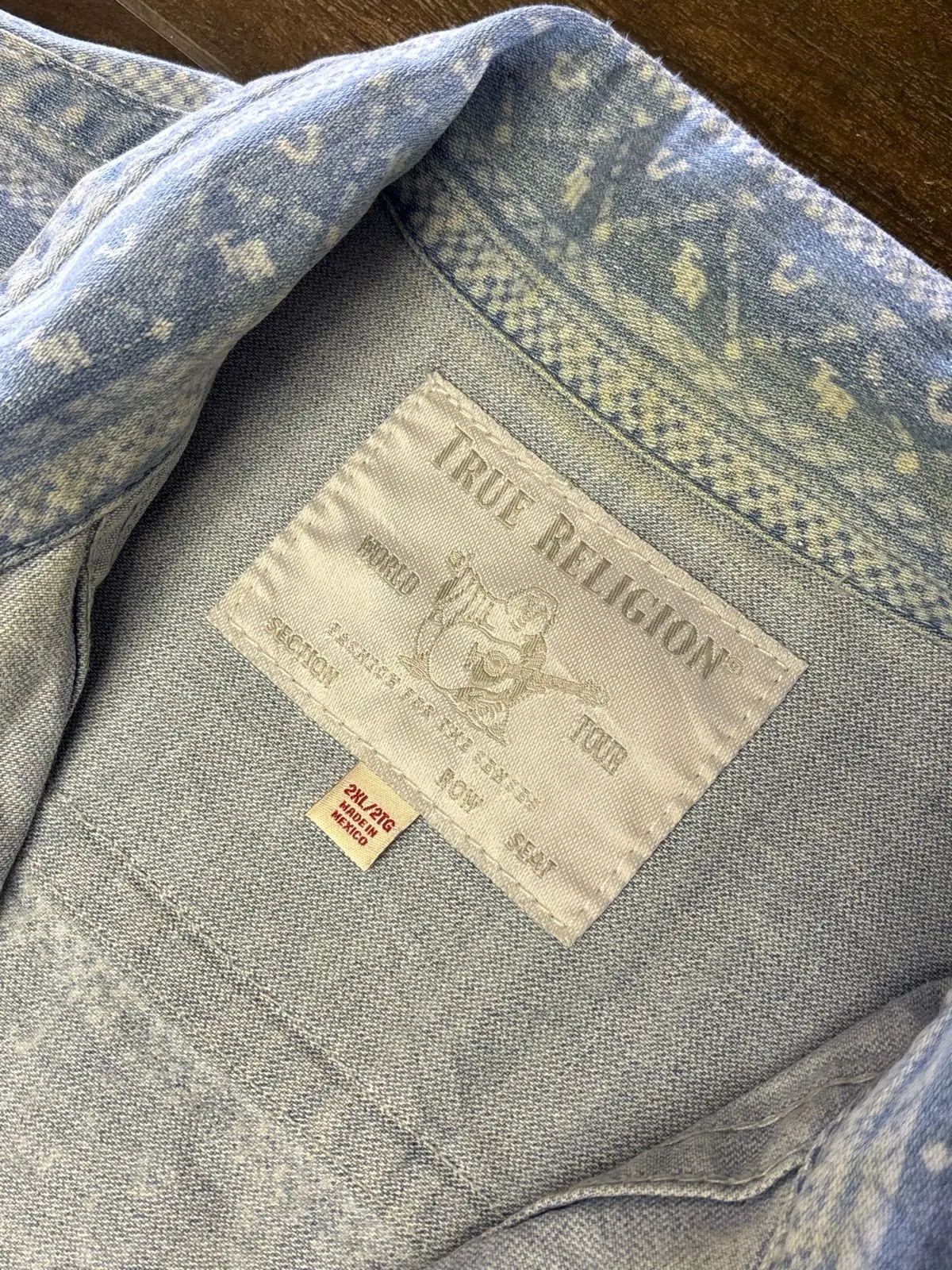 True Religion Denim Jacket XL Geometric Print