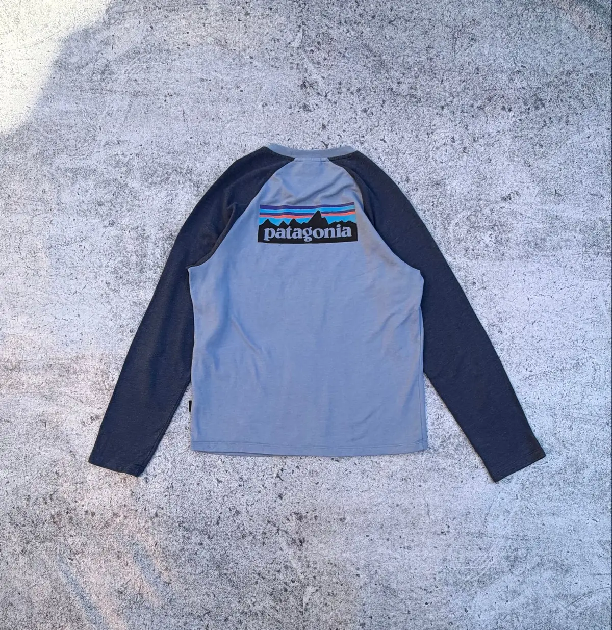 Patagonia Raglan Long-Sleeve Tee Light Blue Navy M