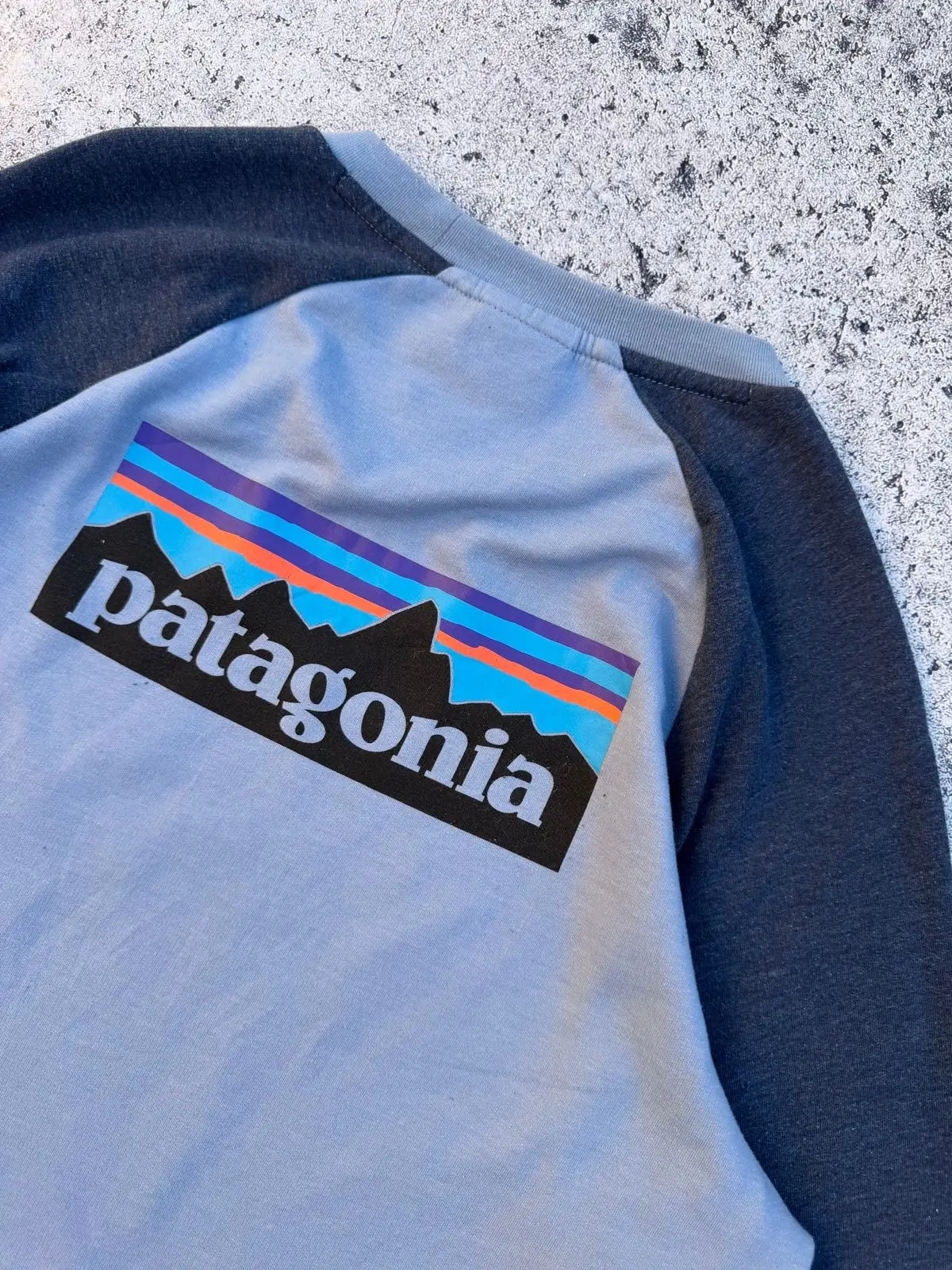 Patagonia Raglan Long-Sleeve Tee Light Blue Navy M
