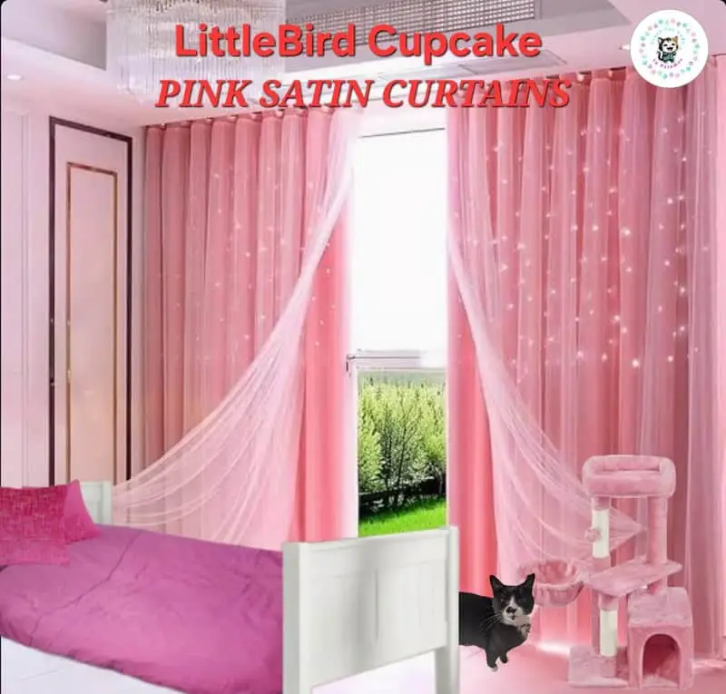 & Other Stories 💕 PINK SATIN CURTAINS x2 💞