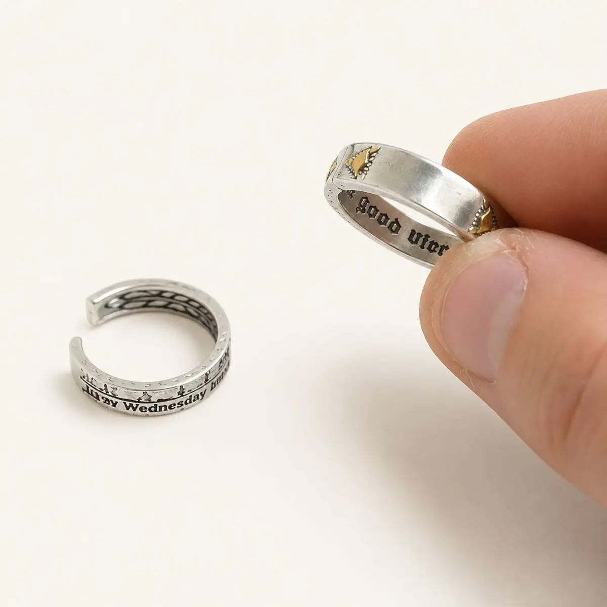 Silver Engraved Ring with Text