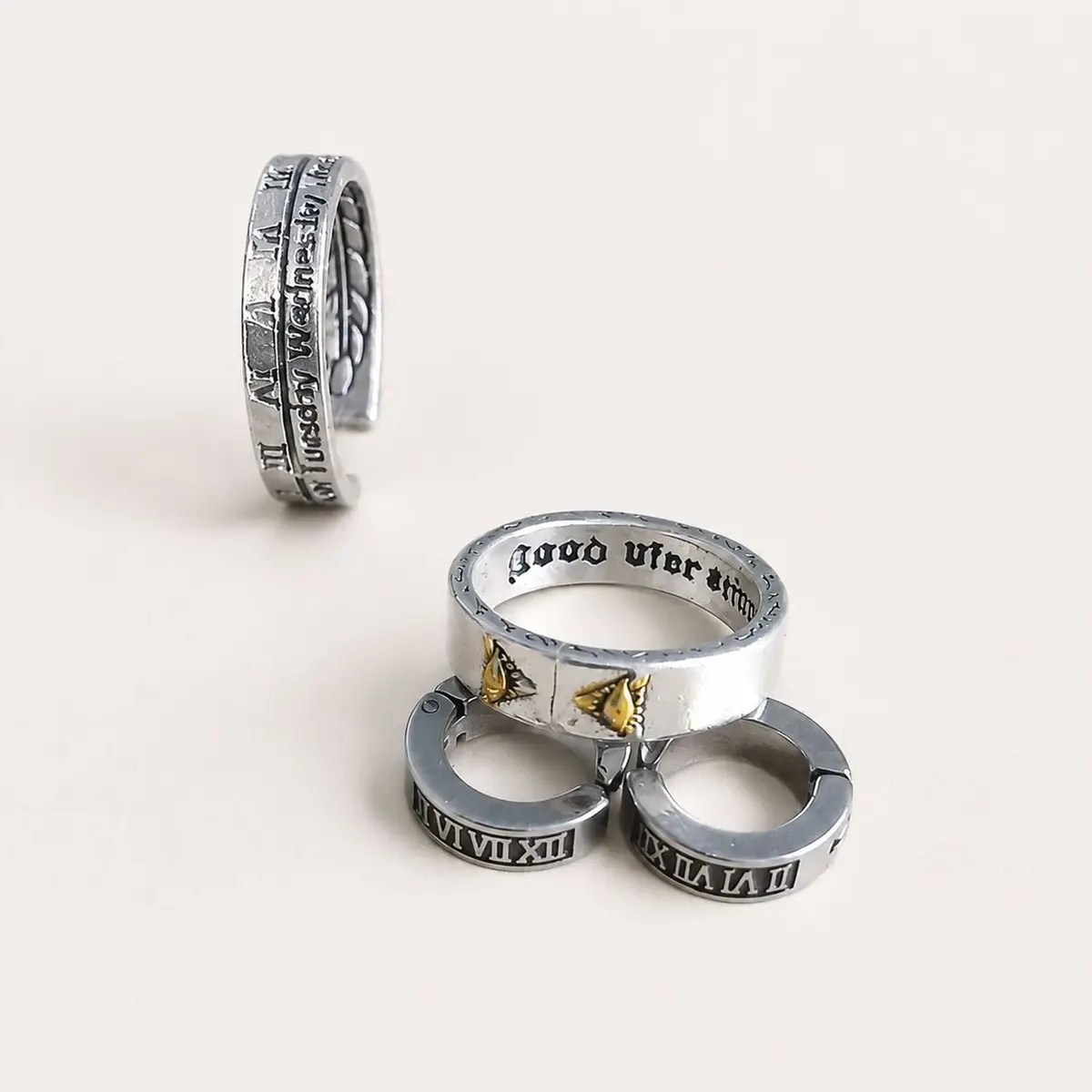 Silver Engraved Ring with Text