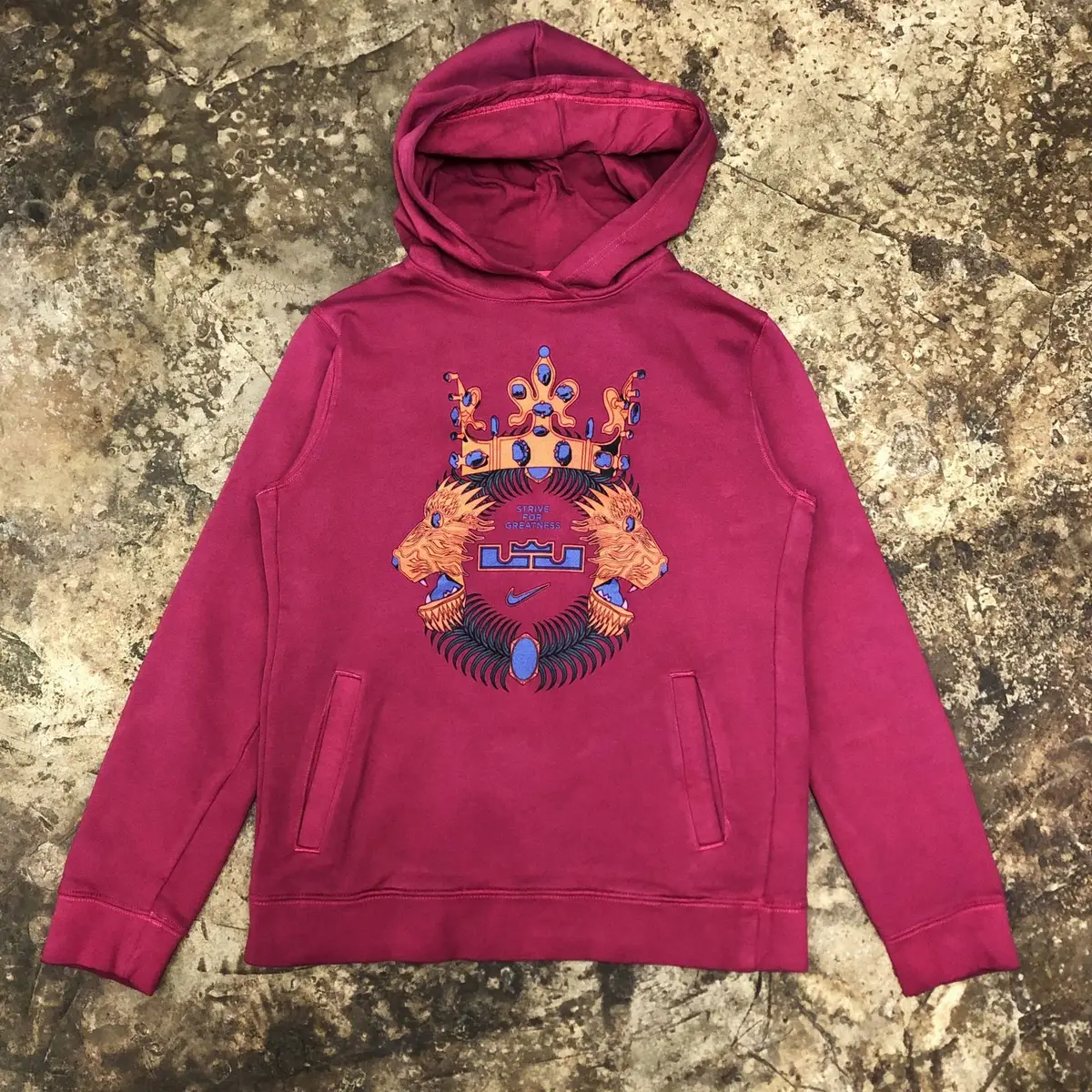 Nike Magenta Hoodie Crown Lion Graphic Size S