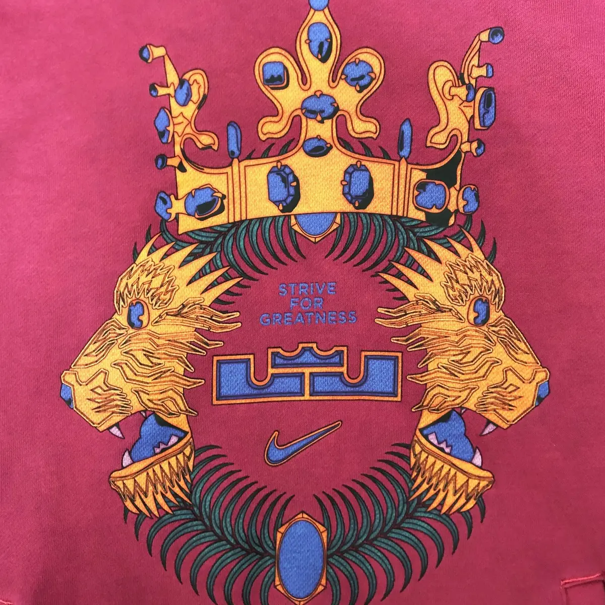 Nike Magenta Hoodie Crown Lion Graphic Size S